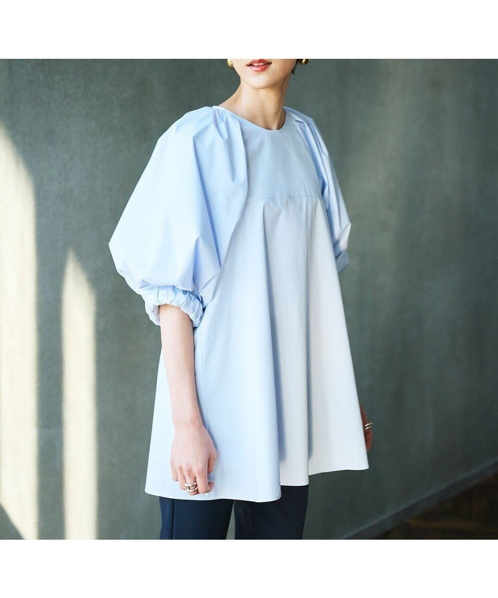 【ハッシュニュアンス/#Newans】のサークルスリーブAラインブラウス インテリア・キッズ・メンズ・レディースファッション・服の通販 founy(ファニー) 　ファッション　Fashion　レディースファッション　Ladies' Fashion Online　トップス・カットソー　Tops/Tshirt　シャツ/ブラウス　Shirts/Blouses　サークル　Circle　シンプル　Simple　スリーブ　Sleeve　チュニック　Tunic　夏　Summer　春　Spring　S/S・春夏　Ss・Spring/Summer　洗える　Washable　ライトブルー|ID: prp329100004596296 ipo3291000000032663113
