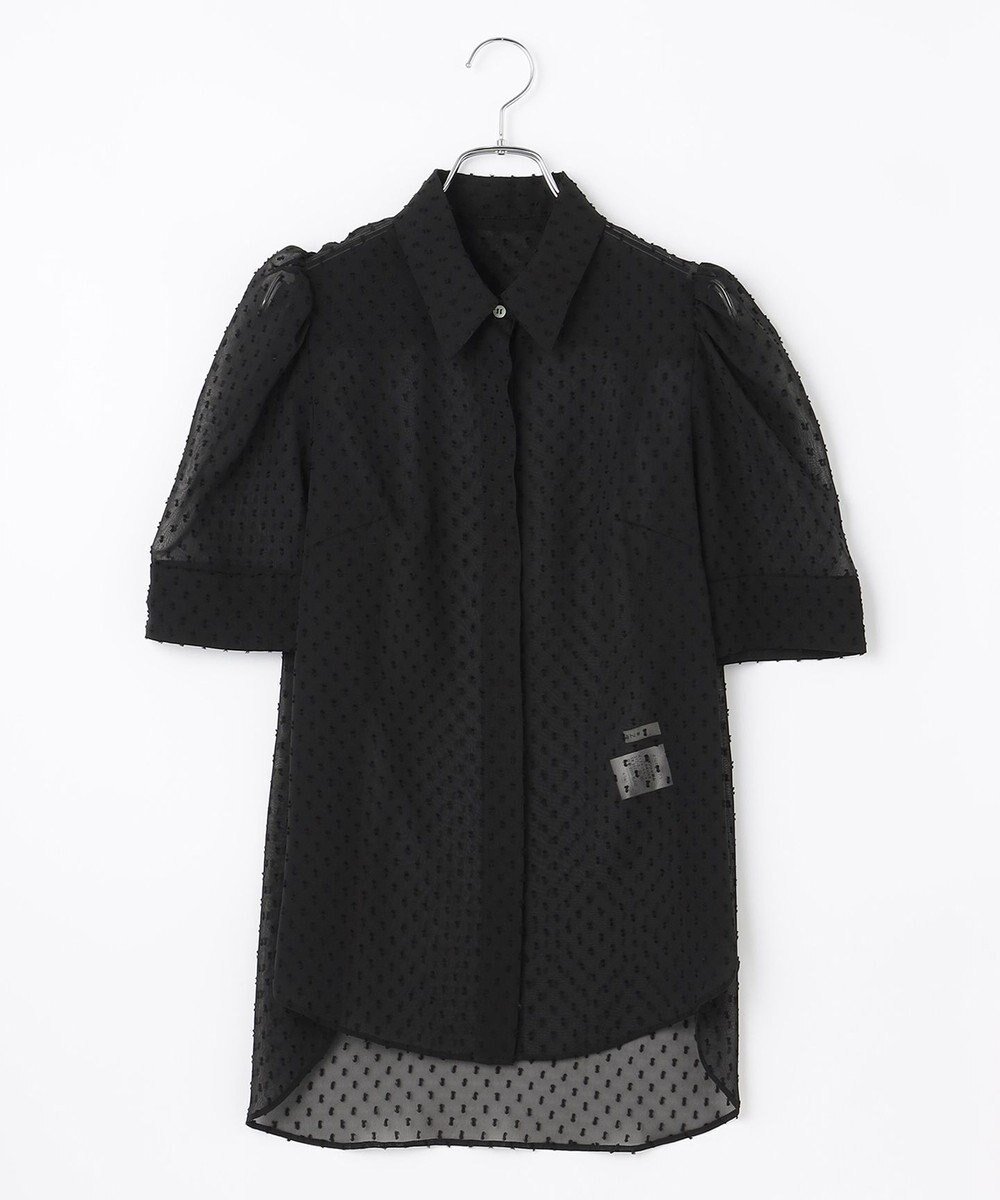 【ハッシュニュアンス/#Newans】の【ANSWER for シティライフ】ドットデザインシアーシャツ インテリア・キッズ・メンズ・レディースファッション・服の通販 founy(ファニー) 　ファッション　Fashion　レディースファッション　Fashion for Women　トップス・カットソー　Cut & Sew Tops　シャツ・ブラウス・オフィスカジュアル　Elegant Blouses & Button-Ups　コンパクト　Compact, Small Size　シアー　Sheer, See-Through　スマート　Smart, Elegant　スリーブ　Sleeve, Long Sleeve / Short Sleeve　ドット　Polka Dot, Dot Pattern　エレガント 上品　Elegant　夏　Summer　定番　Standard, Basic Item　春　Spring　S/S・春夏　SS, Spring/Summer, Warm Season　ブラック系×ブラック系ドット|ID: prp329100004596329 ipo3291000000034424079
