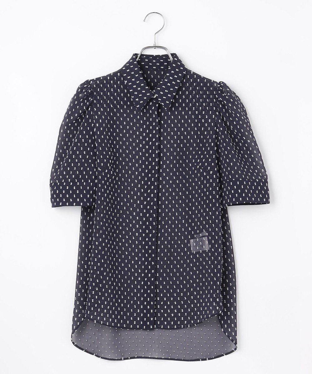 【ハッシュニュアンス/#Newans】の【ANSWER for シティライフ】ドットデザインシアーシャツ インテリア・キッズ・メンズ・レディースファッション・服の通販 founy(ファニー) 　ファッション　Fashion　レディースファッション　Fashion for Women　トップス・カットソー　Cut & Sew Tops　シャツ・ブラウス・オフィスカジュアル　Elegant Blouses & Button-Ups　コンパクト　Compact, Small Size　シアー　Sheer, See-Through　スマート　Smart, Elegant　スリーブ　Sleeve, Long Sleeve / Short Sleeve　ドット　Polka Dot, Dot Pattern　エレガント 上品　Elegant　夏　Summer　定番　Standard, Basic Item　春　Spring　S/S・春夏　SS, Spring/Summer, Warm Season　ネイビー系×ホワイト系ドット|ID: prp329100004596329 ipo3291000000034424080