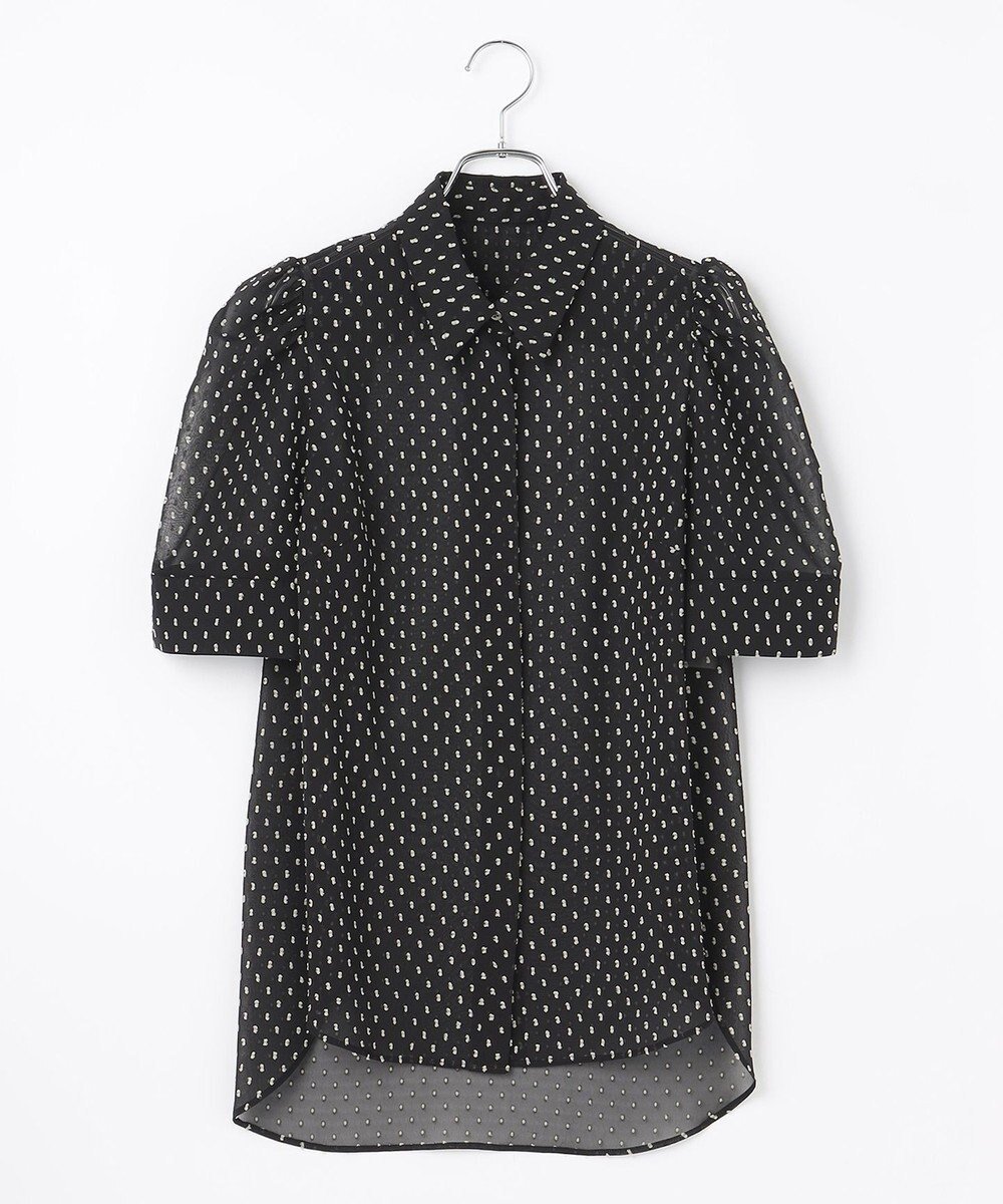 【ハッシュニュアンス/#Newans】の【ANSWER for シティライフ】ドットデザインシアーシャツ インテリア・キッズ・メンズ・レディースファッション・服の通販 founy(ファニー) 　ファッション　Fashion　レディースファッション　Fashion for Women　トップス・カットソー　Cut & Sew Tops　シャツ・ブラウス・オフィスカジュアル　Elegant Blouses & Button-Ups　コンパクト　Compact, Small Size　シアー　Sheer, See-Through　スマート　Smart, Elegant　スリーブ　Sleeve, Long Sleeve / Short Sleeve　ドット　Polka Dot, Dot Pattern　エレガント 上品　Elegant　夏　Summer　定番　Standard, Basic Item　春　Spring　S/S・春夏　SS, Spring/Summer, Warm Season　ブラック系×ホワイト系ドット|ID: prp329100004596329 ipo3291000000034424081