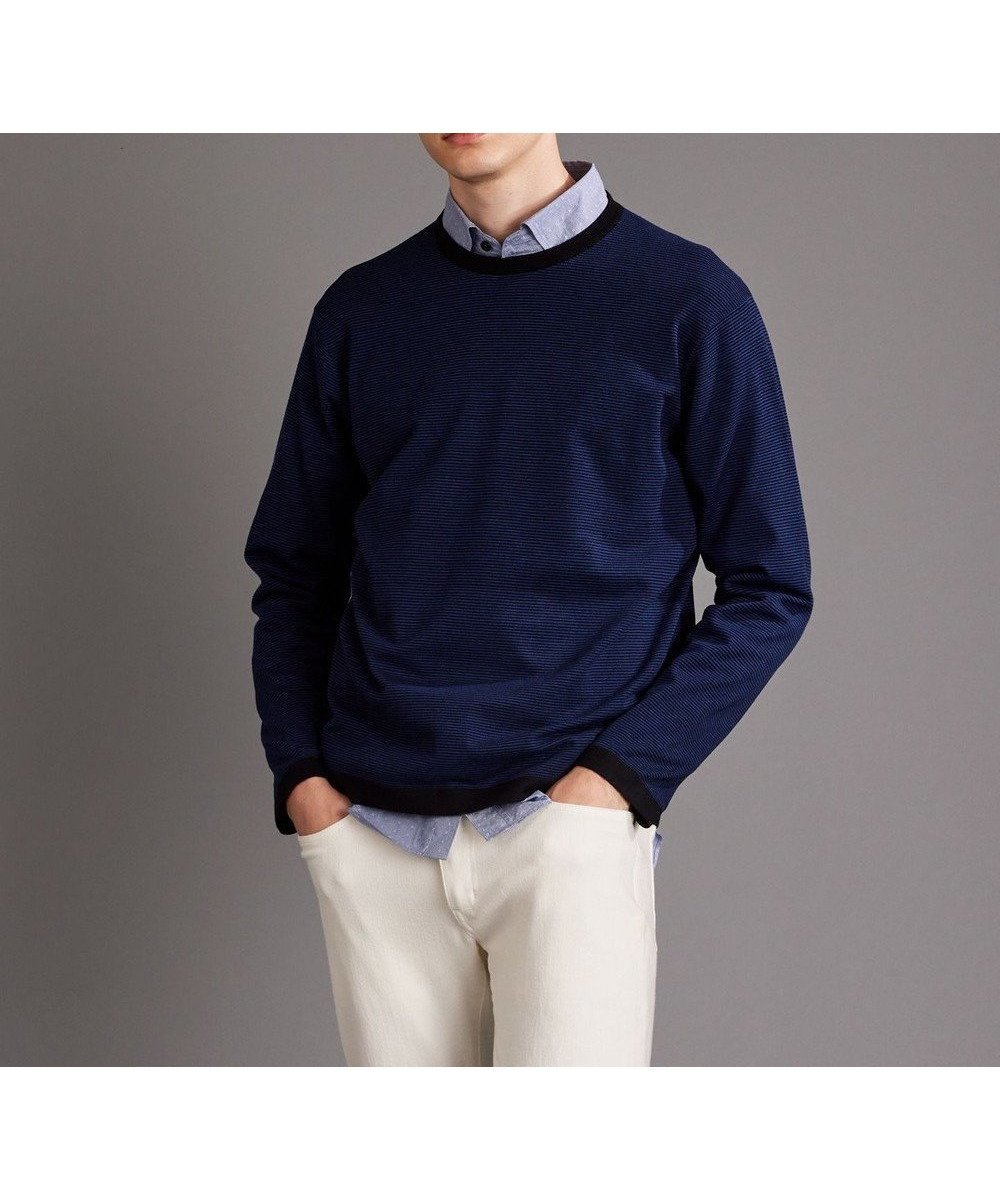 【ジョセフ アブード マウンテン/JOSEPH ABBOUD MOUNTAIN】の【WEB限定・SPACE/チクチクしない/イージーケア/3シーズン対応】 SNOWYボーダーニットTシャツ インテリア・キッズ・メンズ・レディースファッション・服の通販 founy(ファニー) 　ファッション　Fashion　レディースファッション　Ladies' Fashion Online　トップス・カットソー　Tops/Tshirt　ニット　Knit Tops　シャツ/ブラウス　Shirts/Blouses　ロング / Tシャツ　T-Shirts　春　Spring　秋　Autumn/Fall　ジャケット　Jacket　ストレッチ　Stretch　セーター　Sweater　パターン　Pattern　ボーダー　Border　冬　Winter　A/W・秋冬　Aw・Autumn/Winter・Fw・Fall-Winter　ネイビー系1|ID: prp329100004596338 ipo3291000000032663660