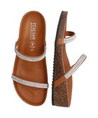 【インター ショシュール/INTER-CHAUSSURES】の【ITALIAN SHOEMAKERS】ダブルラインストーンフットベッドサンダル ブラウン|ID: prp329100004596405 ipo3291000000032664339
