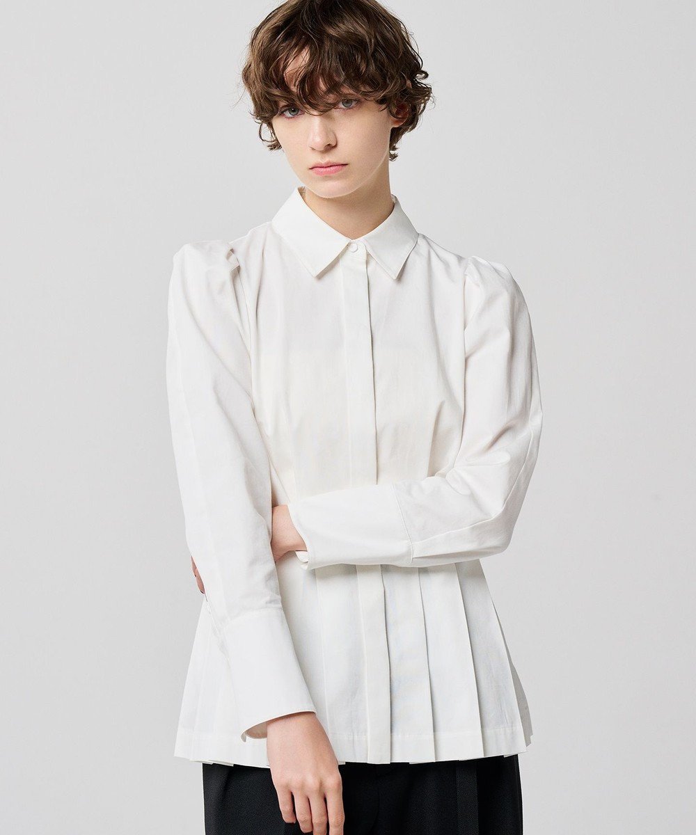 【アンクレイヴ/uncrave】の【手洗い可】コットンツイル ペプラムシャツ(uncrave WHITE) 人気、トレンドファッション・服の通販 founy(ファニー) 　ファッション　Fashion　レディースファッション　Fashion for Women　トップス・カットソー　Cut & Sew Tops　シャツ・ブラウス・オフィスカジュアル　Elegant Blouses & Button-Ups　インナー　Innerwear　ギャザー　Gathered, Ruffled　今季　This Season, Current Season　スリーブ　Sleeve, Long Sleeve / Short Sleeve　ツイル　Twist, Twisted Detail　パターン　Pattern, Design Print　ビスチェ　Bustier, Corset Top　プリーツ　Pleats, Pleated　ペプラム　Peplum, Flared Hem　モダン　Modern, Contemporary　A/W・秋冬　Autumn/Winter　おすすめ　Recommended / Our Picks　エレガント 上品　Elegant　 other-1|ID: prp329100004596514 ipo3291000000032665394