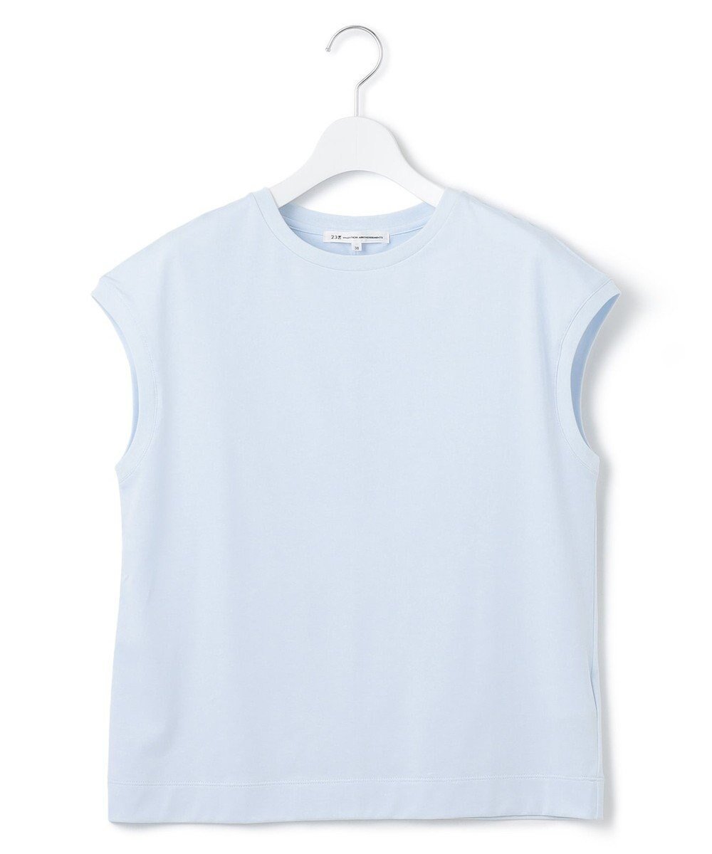 【23区/NIJYUSANKU】の【洗える】コンパクトヤーン フレンチスリーブ Tシャツ インテリア・キッズ・メンズ・レディースファッション・服の通販 founy(ファニー) 　ファッション　Fashion　レディースファッション　Ladies' Fashion Online　トップス・カットソー　Tops/Tshirt　シャツ/ブラウス　Shirts/Blouses　ロング / Tシャツ　T-Shirts　カットソー　Cut and Sewn　イエロー　Yellow　オレンジ　Orange　春　Spring　洗える　Washable　カットソー　Cut And Sew　スペシャル　Special　スリーブ　Sleeve　タンク　Tank　なめらか　Smooth　フェミニン　Feminine　フレンチ　French　S/S・春夏　Ss・Spring/Summer　NEW・新作・新着・新入荷　New Arrivals　おすすめ　Recommend　夏　Summer　エレガント 上品　Elegant　2025年　2025　2025春夏・S/S　Ss,Spring/Summer,2025　サックスブルー系|ID: prp329100004596701 ipo3291000000032667503
