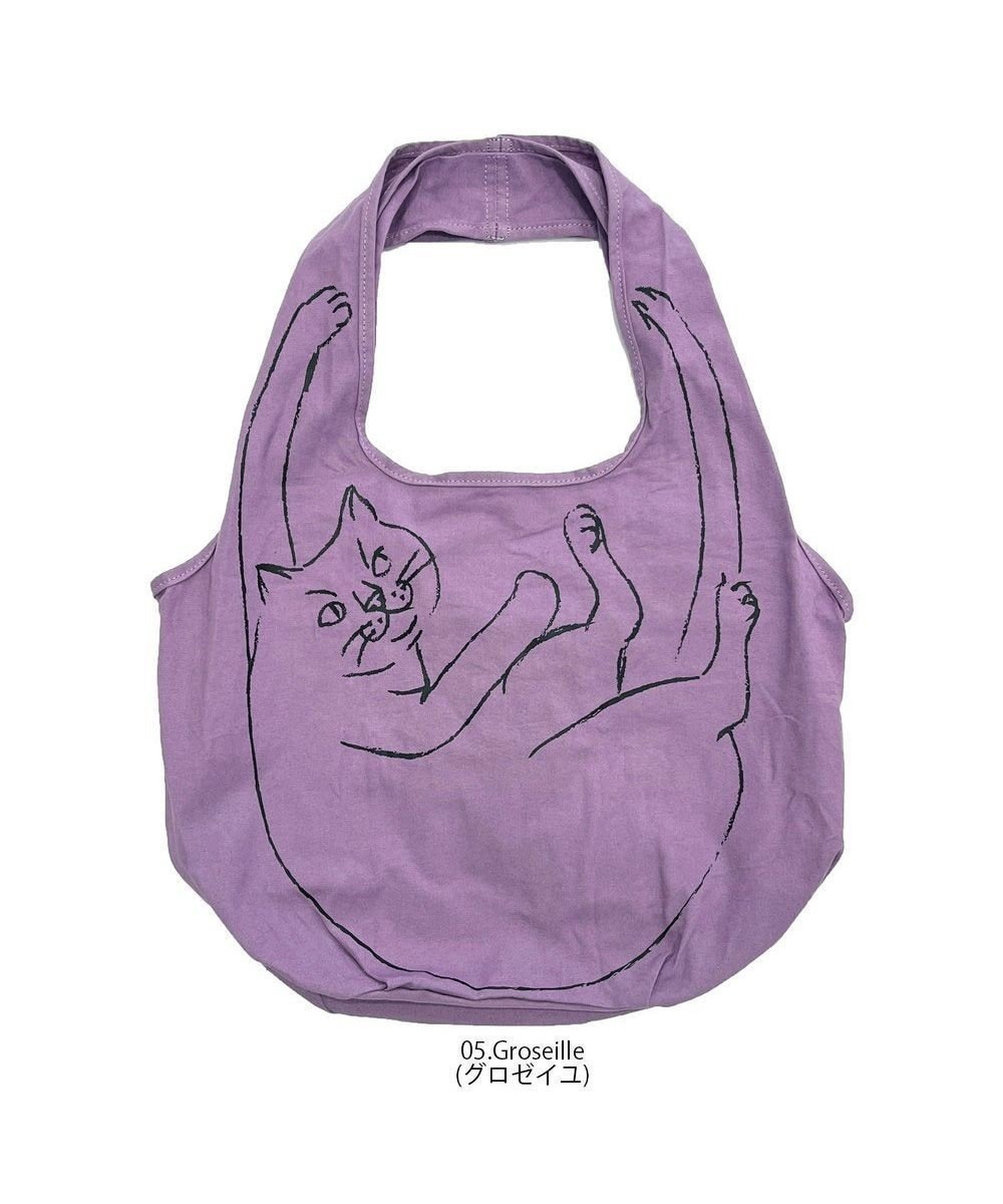 【ルートート/ROOTOTE】の2672【エコバッグ:ネコ柄】/ NA.ルーショッパー.マルシェ-B インテリア・キッズ・メンズ・レディースファッション・服の通販 founy(ファニー) 　ファッション　Fashion　レディースファッション　Fashion for Women　洗える　Machine Washable　ネコ　Cat, Feline Motif　プリント　Print, Printed Pattern　ポケット　Pocket, Pocket Detail　ランダム　Random, Irregular　再入荷　Restock / Back in Stock　旅行　Travel　ギフト プレゼント　Gift / Present　05:グロゼイユ|ID: prp329100004596725 ipo3291000000032977426