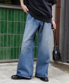 【ウィゴー/WEGO】の【ユニセックス着用ITEM/SMLサイズ展開】デニムルーズフレアパンツ デニム中濃色|ID: prp329100004596886 ipo3291000000032669166