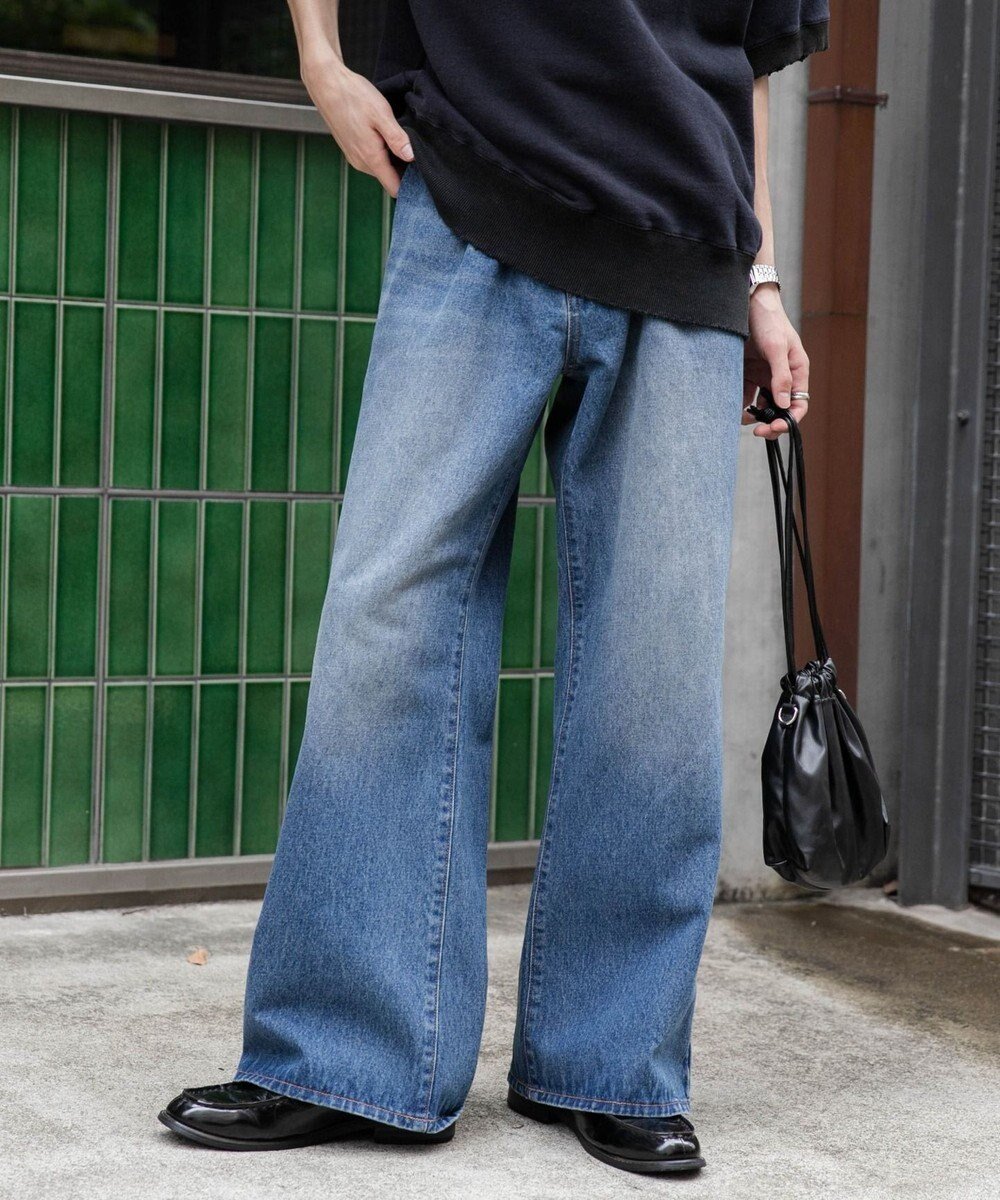 【ウィゴー/WEGO】の【ユニセックス着用ITEM/SMLサイズ展開】デニムルーズフレアパンツ インテリア・キッズ・メンズ・レディースファッション・服の通販 founy(ファニー) 　ファッション　Fashion　レディースファッション　Ladies' Fashion Online　パンツ　Pants　春　Spring　秋　Autumn/Fall　シンプル　Simple　ジャケット　Jacket　スマホ　Smartphone　セットアップ　Set Up　デニム　Denim　ビッグ　Big　フィット　Fit　フレア　Flare　半袖　Short Sleeve　ルーズ　Loose　冬　Winter　A/W・秋冬　Aw・Autumn/Winter・Fw・Fall-Winter　S/S・春夏　Ss・Spring/Summer　再入荷　Restock/Back In Stock/Re Arrival　プチプライス・低価格　Affordable　おすすめ　Recommend　夏　Summer　デニム中濃色|ID: prp329100004596886 ipo3291000000032669166