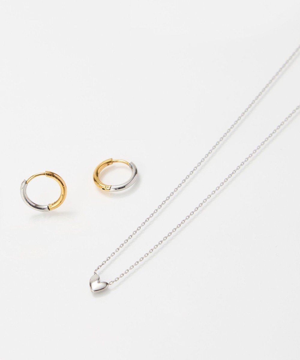 【フィービィー/phoebe】のオンワード限定セット 【金属アレルギー対応】スリークハートネックレス×ワンタッチメタルコンビピアス/サージカルステンレス 人気、トレンドファッション・服の通販 founy(ファニー) 　ファッション　Fashion　レディースファッション　Fashion for Women　ジュエリー　Jewelry　ネックレス　Necklaces & Pendants　アクセサリー　Fashion Accessories　洗える　Machine Washable　コンビ　Combo, Combination Style　シンプル　Simple, Minimal　チェーン　Chain, Chain Strap　トレンド　Trend, Trending Now　ネックレス　Necklace, Pendant Necklace　フォルム　Silhouette, Form　フープ　Hoop, Hoop Earrings　メタリック　Metallic, Shiny Finish　新作・新入荷　New Arrivals / New In　 other-1|ID: prp329100004597054 ipo3291000000032671282