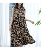 【ティアクラッセ/Tiaclasse】の【洗える】麻レーヨンボタニカルシャツワンピース ブラック|ID: prp329100004597100 ipo3291000000032671529