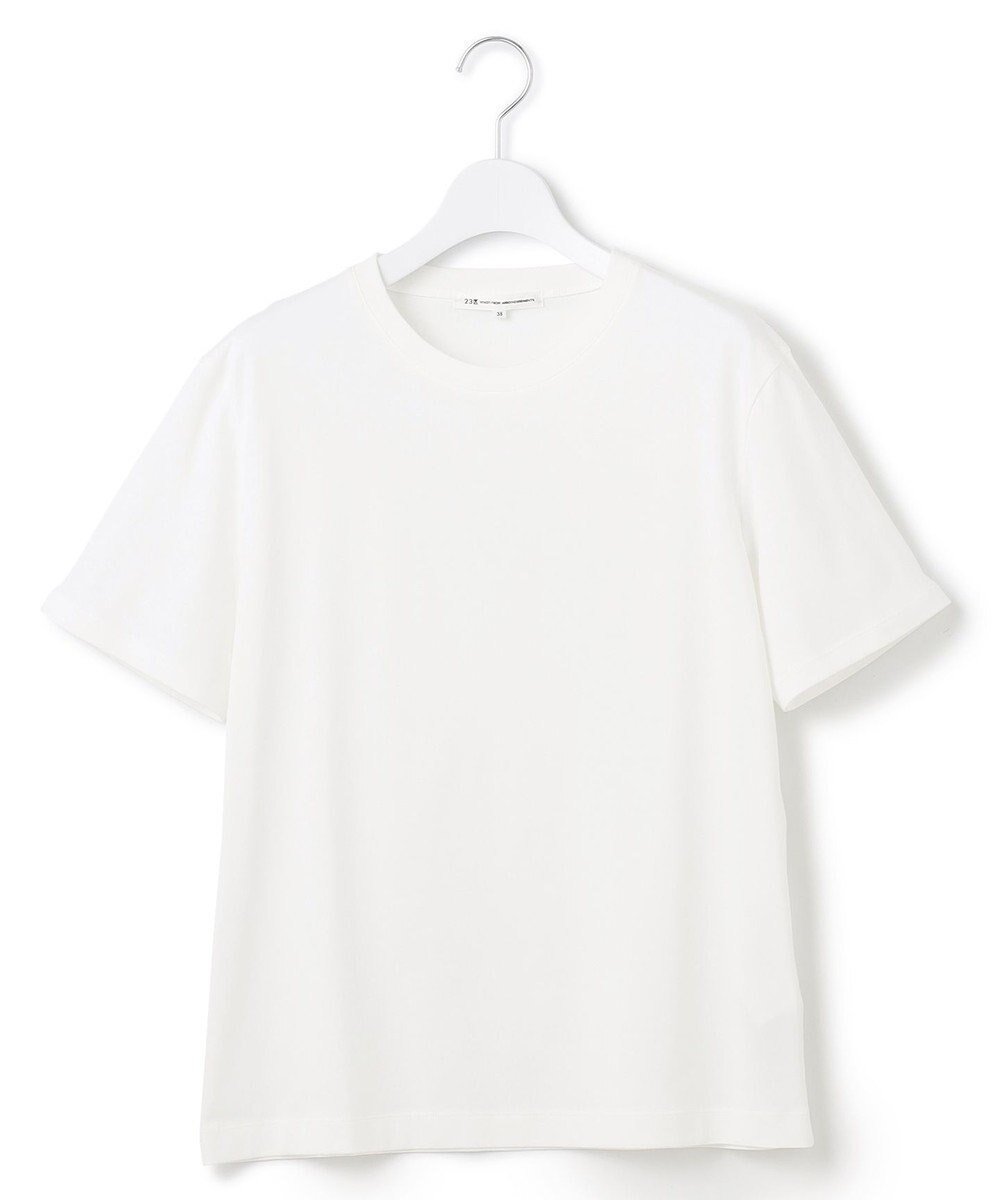 【23区/NIJYUSANKU】の【洗える】コンパクトヤーン スムース Tシャツ インテリア・キッズ・メンズ・レディースファッション・服の通販 founy(ファニー) 　ファッション　Fashion　レディースファッション　Ladies' Fashion Online　トップス・カットソー　Tops/Tshirt　シャツ/ブラウス　Shirts/Blouses　ロング / Tシャツ　T-Shirts　カットソー　Cut and Sewn　イエロー　Yellow　インナー　Inner　オレンジ　Orange　春　Spring　洗える　Washable　カットソー　Cut And Sew　シンプル　Simple　スペシャル　Special　スリーブ　Sleeve　タンク　Tank　デニム　Denim　なめらか　Smooth　フェミニン　Feminine　フレンチ　French　ベーシック　Basic　ボトム　Bottom　S/S・春夏　Ss・Spring/Summer　NEW・新作・新着・新入荷　New Arrivals　夏　Summer　エレガント 上品　Elegant　2025年　2025　2025春夏・S/S　Ss,Spring/Summer,2025　ホワイト系|ID: prp329100004597152 ipo3291000000032671989