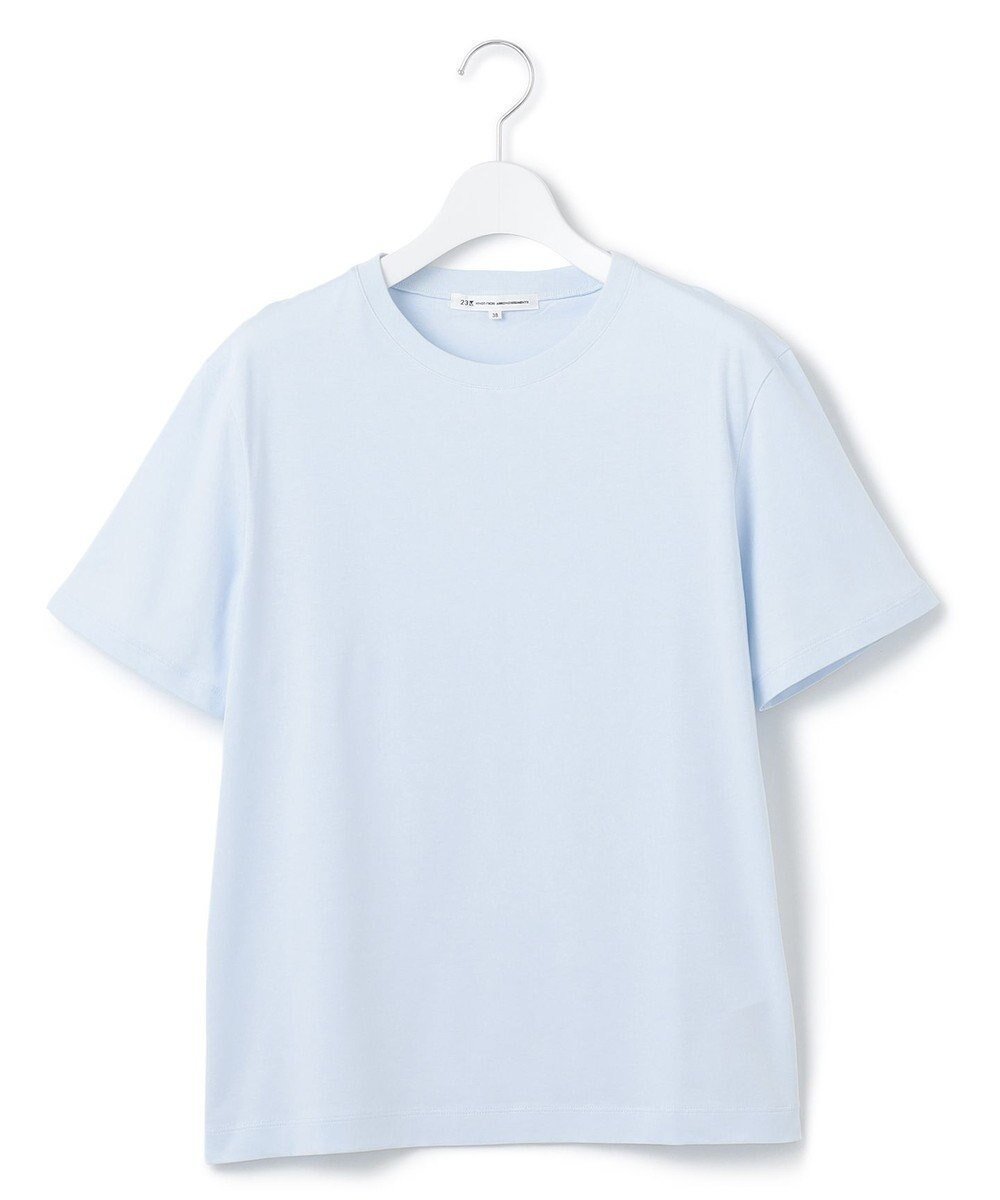 【23区/NIJYUSANKU】の【洗える】コンパクトヤーン スムース Tシャツ インテリア・キッズ・メンズ・レディースファッション・服の通販 founy(ファニー) 　ファッション　Fashion　レディースファッション　Ladies' Fashion Online　トップス・カットソー　Tops/Tshirt　シャツ/ブラウス　Shirts/Blouses　ロング / Tシャツ　T-Shirts　カットソー　Cut and Sewn　イエロー　Yellow　インナー　Inner　オレンジ　Orange　春　Spring　洗える　Washable　カットソー　Cut And Sew　シンプル　Simple　スペシャル　Special　スリーブ　Sleeve　タンク　Tank　デニム　Denim　なめらか　Smooth　フェミニン　Feminine　フレンチ　French　ベーシック　Basic　ボトム　Bottom　S/S・春夏　Ss・Spring/Summer　NEW・新作・新着・新入荷　New Arrivals　夏　Summer　エレガント 上品　Elegant　2025年　2025　2025春夏・S/S　Ss,Spring/Summer,2025　サックスブルー系|ID: prp329100004597152 ipo3291000000032671998