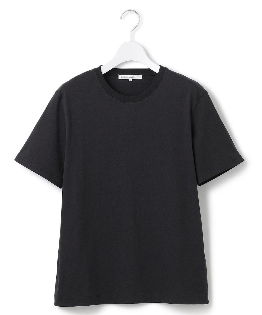 【23区/NIJYUSANKU】の【洗える】コンパクトヤーン スムース Tシャツ インテリア・キッズ・メンズ・レディースファッション・服の通販 founy(ファニー) 　ファッション　Fashion　レディースファッション　Fashion for Women　トップス・カットソー　Cut & Sew Tops　シャツ・ブラウス・オフィスカジュアル　Elegant Blouses & Button-Ups　ロングTシャツ・Tシャツ　Longline T-Shirts & Tees　カットソー・ベーシックTシャツ　Cut-and-Sewn Tops / Stretch Tees & Basics　イエロー　Yellow　インナー　Innerwear　オレンジ　Orange　春　Spring　洗える　Machine Washable　カットソー　Cut and Sewn Top　シンプル　Simple, Minimal　スペシャル　Special, Limited Edition　スリーブ　Sleeve, Long Sleeve / Short Sleeve　デニム　Denim, Jeans Material　なめらか　Smooth, Silky Texture　ノースリーブ　Sleeveless, No-Sleeve　フェミニン　Feminine, Girly　フレア　Flare, Flared　フレンチ　French, French Style　ベーシック　Basic, Essential　ボトム　Bottoms, Lower Wear　S/S・春夏　SS, Spring/Summer, Warm Season　再入荷　Restock / Back in Stock　夏　Summer　エレガント 上品　Elegant　2025年　2025　2025春夏・S/S　Spring/Summer 2025 SS25　ブラック系|ID: prp329100004597152 ipo3291000000033408766