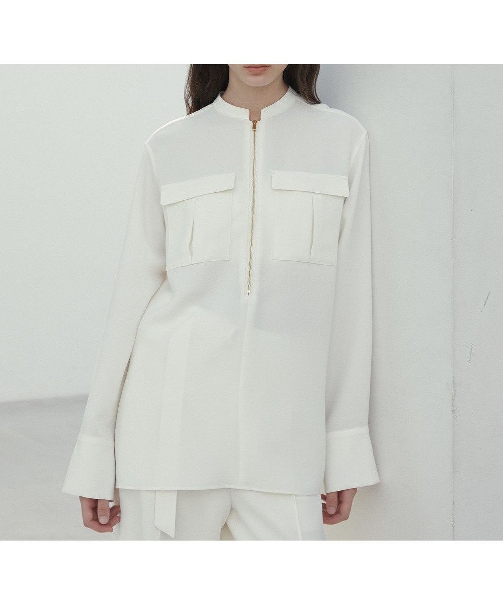 【ベイジ,/BEIGE,】の【洗える】JASMINE / スタンドカラージップブラウス 人気、トレンドファッション・服の通販 founy(ファニー) 　ファッション　Fashion　レディースファッション　Ladies' Fashion Online　トップス・カットソー　Tops/Tshirt　シャツ/ブラウス　Shirts/Blouses　エレガント 上品　Elegant　ジョーゼット　Georgette　スタンド　Stand　ストレッチ　Stretch　セットアップ　Set Up　ダブル　Double　フロント　Front　ポケット　Pocket　ロング　Long　ワイド　Wide　夏　Summer　春　Spring　S/S・春夏　Ss・Spring/Summer　洗える　Washable　 other-1|ID: prp329100004597412 ipo3291000000032674921