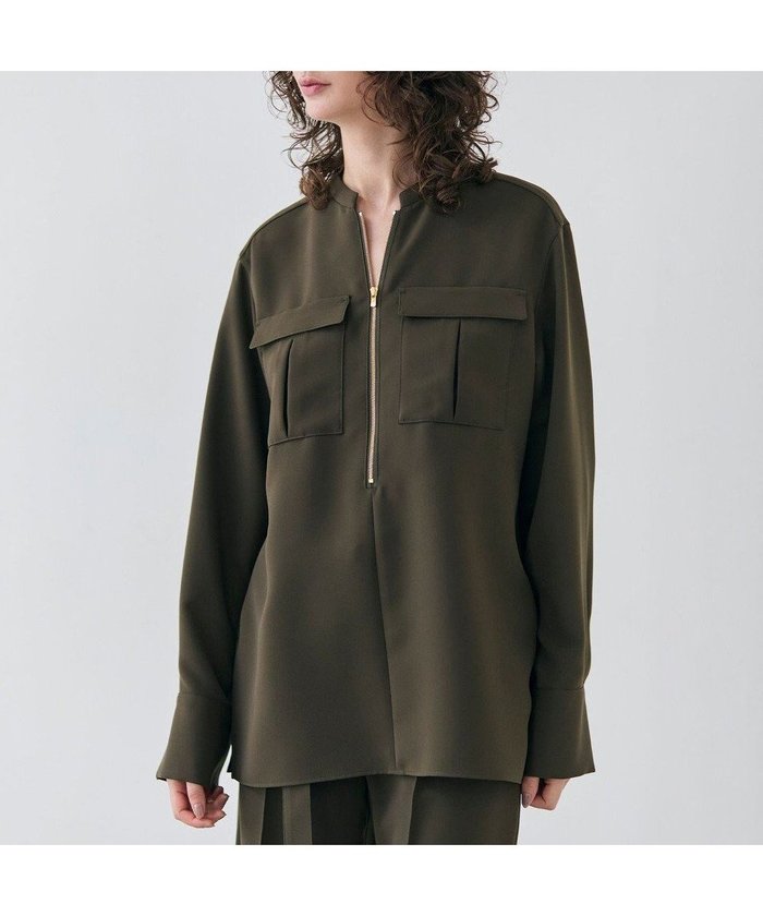 【ベイジ,/BEIGE,】の【洗える】JASMINE / スタンドカラージップブラウス インテリア・キッズ・メンズ・レディースファッション・服の通販 founy(ファニー) https://founy.com/ ファッション Fashion レディースファッション Ladies' Fashion Online トップス・カットソー Tops/Tshirt シャツ/ブラウス Shirts/Blouses エレガント 上品 Elegant ジョーゼット Georgette スタンド Stand ストレッチ Stretch セットアップ Set Up ダブル Double フロント Front ポケット Pocket ロング Long ワイド Wide 夏 Summer 春 Spring S/S・春夏 Ss・Spring/Summer 洗える Washable |ID: prp329100004597412 ipo3291000000032674923