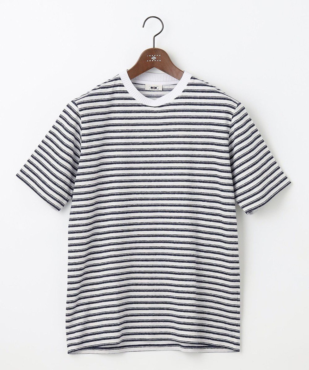 【ジョセフ アブード/JOSEPH ABBOUD / MEN】の【リネン素材/清涼感/吸水速乾】リネン天竺ボーダー Tシャツ インテリア・キッズ・メンズ・レディースファッション・服の通販 founy(ファニー) 　ファッション　Fashion　メンズファッション　Men's Style Online　トップス・カットソー　Tops/Tshirt/Men　シャツ　Shirts　春　Spring　カットソー　Cut And Sew　吸水　Water Absorption　シンプル　Simple　フランス　France　ボーダー　Border　リネン　Linen　S/S・春夏　Ss・Spring/Summer　再入荷　Restock/Back In Stock/Re Arrival　夏　Summer　ホワイト系2|ID: prp329100004597431 ipo3291000000032675017