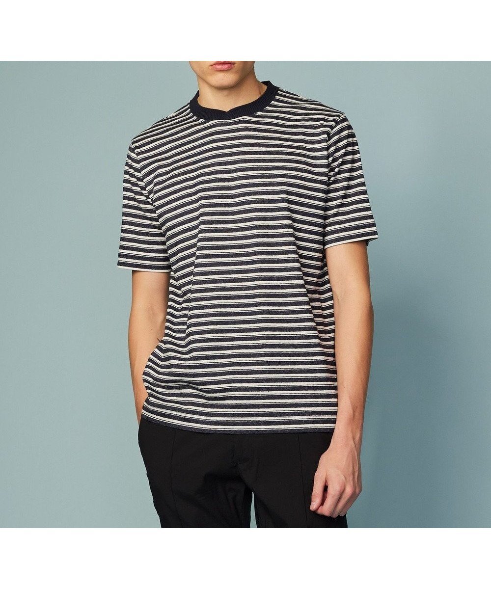 【ジョセフ アブード/JOSEPH ABBOUD / MEN】の【リネン素材/清涼感/吸水速乾】リネン天竺ボーダー Tシャツ インテリア・キッズ・メンズ・レディースファッション・服の通販 founy(ファニー) 　ファッション　Fashion　メンズファッション　Men's Style Online　トップス・カットソー　Tops/Tshirt/Men　シャツ　Shirts　春　Spring　カットソー　Cut And Sew　吸水　Water Absorption　シンプル　Simple　フランス　France　ボーダー　Border　リネン　Linen　S/S・春夏　Ss・Spring/Summer　再入荷　Restock/Back In Stock/Re Arrival　夏　Summer　ネイビー系2|ID: prp329100004597431 ipo3291000000032675018