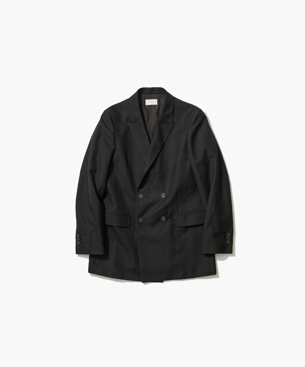 【エイトン/ATON】のWOOL LINEN SHARKSKIN ダブルジャケット インテリア・キッズ・メンズ・レディースファッション・服の通販 founy(ファニー) 　ファッション　Fashion　レディースファッション　Ladies' Fashion Online　アウター　Coat Outerwear　ジャケット　Jackets　ジャケット　Jacket　セットアップ　Set Up　ダブル　Double　ボックス　Box　リネン　Linen　夏　Summer　春　Spring　S/S・春夏　Ss・Spring/Summer　BLACK|ID: prp329100004597457 ipo3291000000032675368
