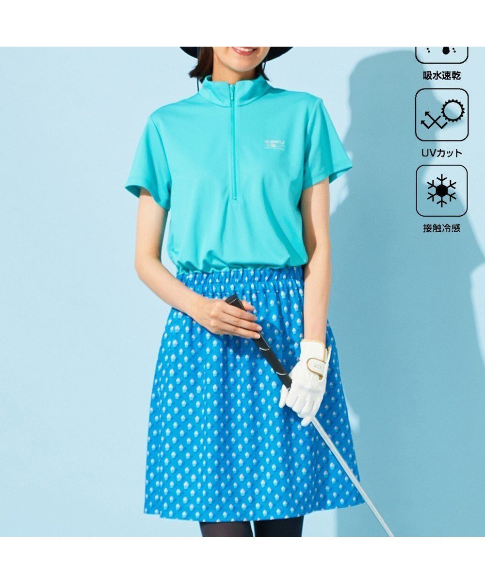 【23区 ゴルフ/NIJYUSANKU GOLF】の【WOMEN】【接触冷感・UVケア・吸水速乾】アイス柄 切替ワンピース インテリア・キッズ・メンズ・レディースファッション・服の通販 founy(ファニー) 　ファッション　Fashion　レディースファッション　Ladies' Fashion Online　ワンピース　Dress　春　Spring　切替　Switching　吸水　Water Absorption　シルバー　Silver　スポーティ　Sporty　モチーフ　Motif　無地　Plain Color　ラウンド　Round　S/S・春夏　Ss・Spring/Summer　夏　Summer　サックスブルー系|ID: prp329100004597540 ipo3291000000032676200