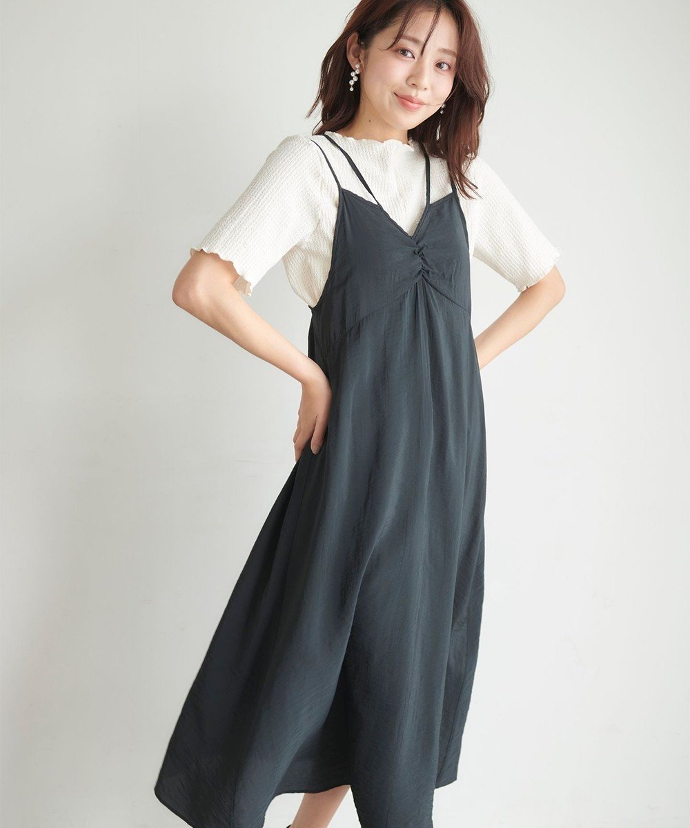 【フェルゥ/Feroux】の【セットアイテム】シュリンクインナー × キャミワンピース インテリア・キッズ・メンズ・レディースファッション・服の通販 founy(ファニー) 　ファッション　Fashion　レディースファッション　Ladies' Fashion Online　ワンピース　Dress　キャミワンピース　No Sleeve Dresses　インナー　Inner　キャミワンピース　Cami Dress　サンダル　Sandals　スポーツ　Sports　トレンド　Trend　プレーン　Plane　再入荷　Restock/Back In Stock/Re Arrival　夏　Summer　春　Spring　S/S・春夏　Ss・Spring/Summer　ブラック系|ID: prp329100004597754 ipo3291000000032679076