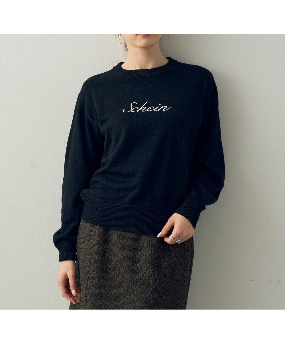 【イェッカ ヴェッカ/YECCA VECCA】のロゴニット インテリア・キッズ・メンズ・レディースファッション・服の通販 founy(ファニー) 　ファッション　Fashion　レディースファッション　Ladies' Fashion Online　トップス・カットソー　Tops/Tshirt　ニット　Knit Tops　おすすめ　Recommend　カットソー　Cut And Sew　セーター　Sweater　フォルム　Form　フロント　Front　ポケット　Pocket　A/W・秋冬　Aw・Autumn/Winter・Fw・Fall-Winter　Black|ID: prp329100004597775 ipo3291000000032679320