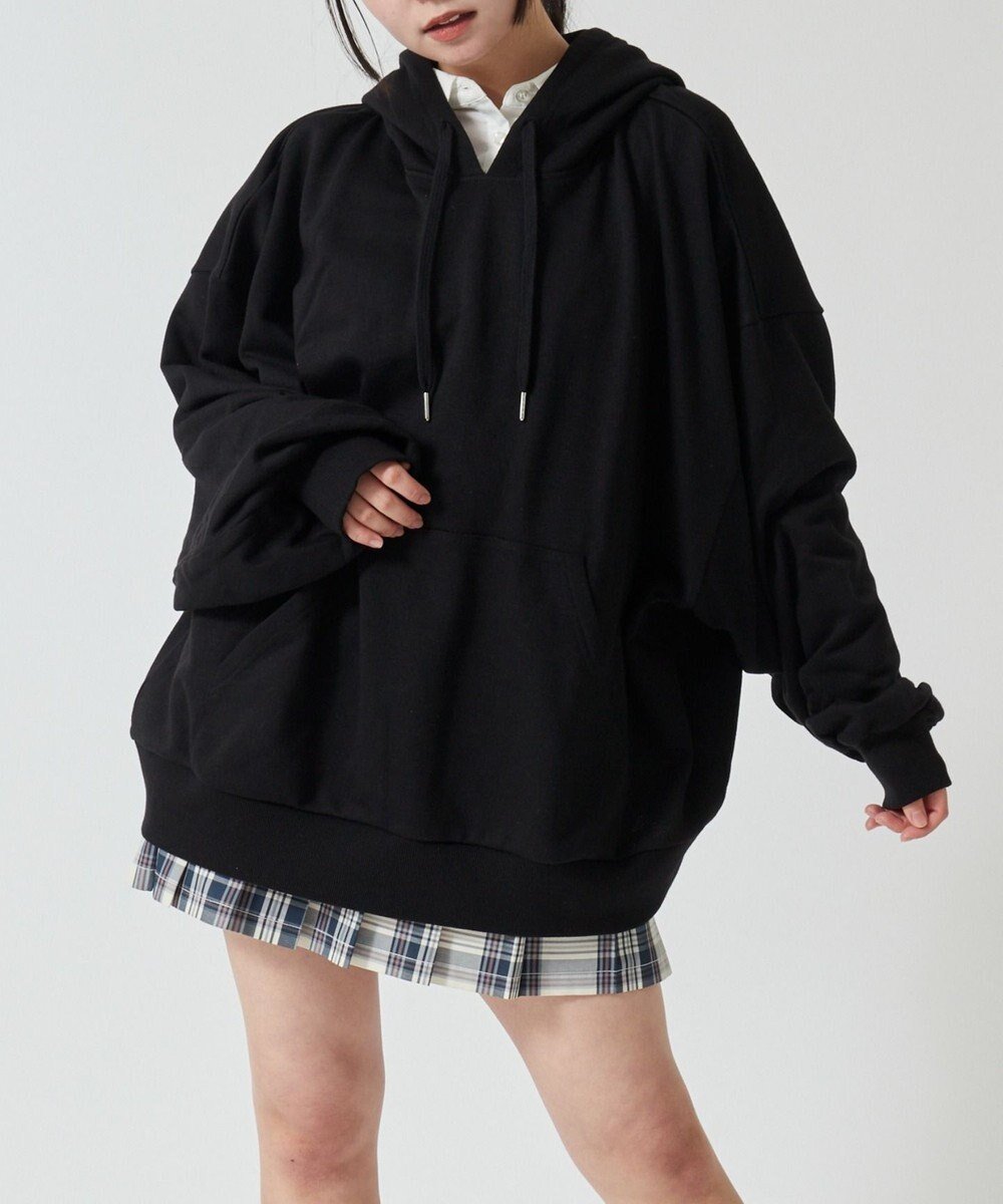 【ウィゴー/WEGO】の【SCHOOLITEM】ルーズフィットプルパーカー インテリア・キッズ・メンズ・レディースファッション・服の通販 founy(ファニー) 　ファッション　Fashion　レディースファッション　Ladies' Fashion Online　トップス・カットソー　Tops/Tshirt　パーカ　Sweats　おすすめ　Recommend　シンプル　Simple　スマホ　Smartphone　トレンド　Trend　パーカー　Hoodie　入学式　Entrance Ceremony　再入荷　Restock/Back In Stock/Re Arrival　卒業式　Graduation Ceremony　夏　Summer　春　Spring　S/S・春夏　Ss・Spring/Summer　無地　Plain Color　ブラック|ID: prp329100004597852 ipo3291000000032680246