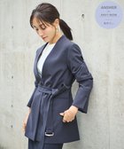 【ハッシュニュアンス/#Newans】の【セレモニーにも】ベルト付ノーカラージャケット ネイビー系|ID: prp329100004598422 ipo3291000000032685525