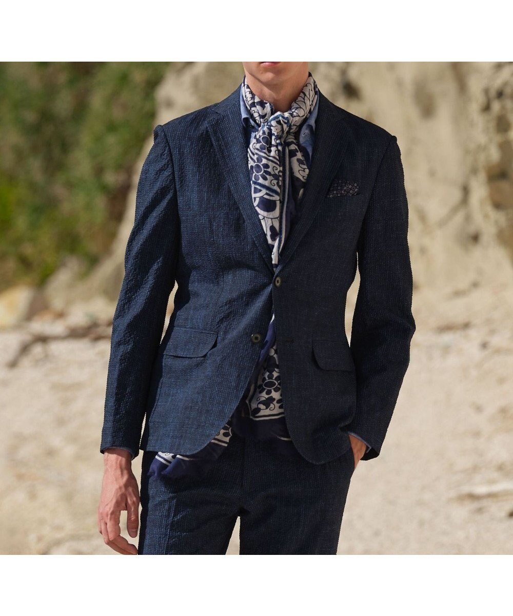 【ジョセフ アブード/JOSEPH ABBOUD / MEN】の【ストレッチ・洗える・軽量・防しわ・速乾・エコ撥水】ライトウェーブ ジャケット インテリア・キッズ・メンズ・レディースファッション・服の通販 founy(ファニー) 　ファッション　Fashion　メンズファッション　Fashion for Men　アウター　Men's Coats Outerwear　テーラードジャケット　Tailored Jackets & Blazers　ウォッシャブル　Machine Washable　春　Spring　洗える　Machine Washable　抗菌　Antibacterial, Bacteria-Resistant　軽量　Lightweight, Ultra Light　サッカー　Seersucker, Summer Fabric　ジャケット　Jacket, Outerwear　ストレッチ　Stretch, Stretchy Fabric　セットアップ　Set-Up, Coordinated Outfit　チェック　Check, Plaid, Tartan　デニム　Denim, Jeans Material　ベスト　Vest, Waistcoat　S/S・春夏　SS, Spring/Summer, Warm Season　おすすめ　Recommended / Our Picks　夏　Summer　ブルー系1|ID: prp329100004598437 ipo3291000000032685694