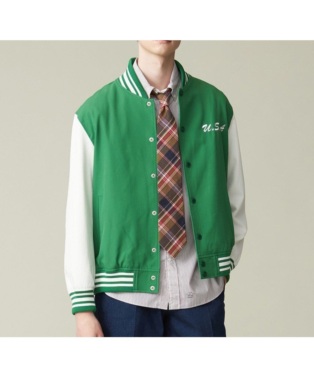 【ジェイ プレス/J.PRESS / MEN】の【数量限定カラー有】スタジアムジャンパー インテリア・キッズ・メンズ・レディースファッション・服の通販 founy(ファニー) 　ファッション　Fashion　メンズファッション　Fashion for Men　アウター　Men's Coats Outerwear　ブルゾンジャケット / カジュアルアウター　Bomber Jackets & Blousons　インナー　Innerwear　春　Spring　クラシック　Classic, Timeless Style　ジャケット　Jacket, Outerwear　スポーツ　Sports, Activewear　定番　Standard, Basic Item　バランス　Balance, Style Balance　ブルゾン　Blouson, Bomber Jacket　ワッシャー　Washer, Crinkled Finish　S/S・春夏　SS, Spring/Summer, Warm Season　夏　Summer　グリーン系|ID: prp329100004598438 ipo3291000000032685702