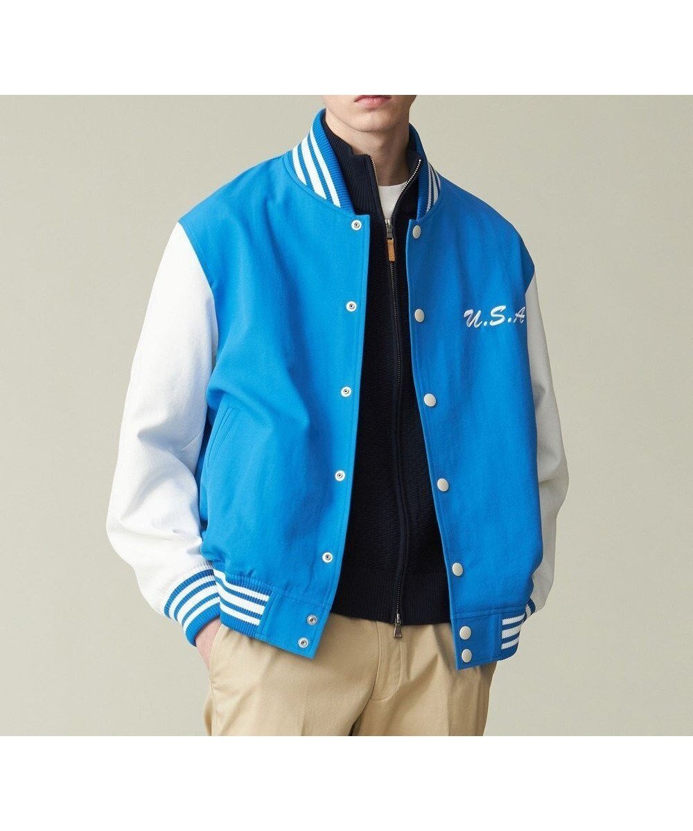 【ジェイ プレス/J.PRESS / MEN】の【数量限定カラー有】スタジアムジャンパー インテリア・キッズ・メンズ・レディースファッション・服の通販 founy(ファニー) 　ファッション　Fashion　メンズファッション　Fashion for Men　アウター　Men's Coats Outerwear　ブルゾンジャケット / カジュアルアウター　Bomber Jackets & Blousons　インナー　Innerwear　春　Spring　クラシック　Classic, Timeless Style　ジャケット　Jacket, Outerwear　スポーツ　Sports, Activewear　定番　Standard, Basic Item　バランス　Balance, Style Balance　ブルゾン　Blouson, Bomber Jacket　ワッシャー　Washer, Crinkled Finish　S/S・春夏　SS, Spring/Summer, Warm Season　夏　Summer　ブルー系|ID: prp329100004598438 ipo3291000000032685703