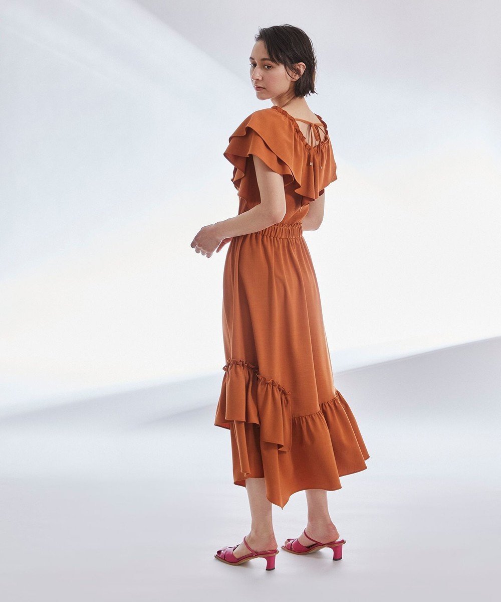 【グレース コンチネンタル/GRACE CONTINENTAL】のフリルニットワンピース インテリア・キッズ・メンズ・レディースファッション・服の通販 founy(ファニー) 　ファッション　Fashion　レディースファッション　Ladies' Fashion Online　ワンピース　Dress　ニットワンピース　Knit Dresses　イレギュラー　Irregular　ティアード　Tiered　バランス　Balance　フリル　Frills　ロング　Long　再入荷　Restock/Back In Stock/Re Arrival　夏　Summer　春　Spring　S/S・春夏　Ss・Spring/Summer　レンガ|ID: prp329100004598457 ipo3291000000032685996