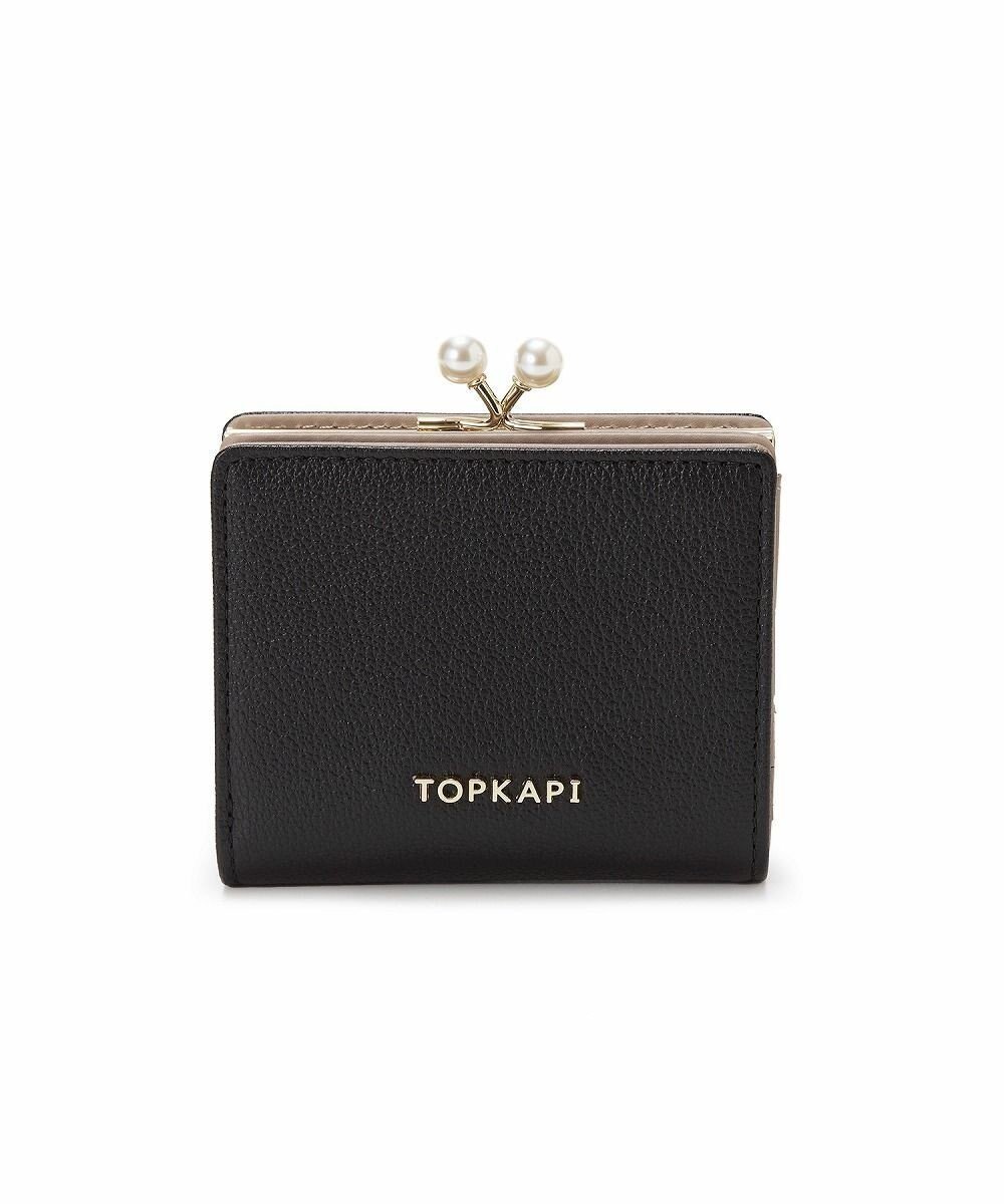 【トプカピ/TOPKAPI】の【TOPKAPI】シュリンクレザー パール がま口 二つ折り 財布 インテリア・キッズ・メンズ・レディースファッション・服の通販 founy(ファニー) 　ファッション　Fashion　レディースファッション　Fashion for Women　ミニ財布・二つ折り財布　Wallets & Card Cases　コンパクト　Compact, Small Size　シルバー　Silver, Metallic Silver　パール　Pearl, Pearl Accent　ベーシック　Basic, Essential　ポケット　Pocket, Pocket Detail　エレガント 上品　Elegant　財布　Wallet, Purse　ブラック|ID: prp329100004598494 ipo3291000000033567677