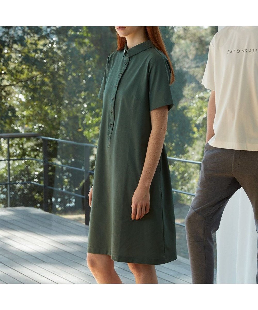 【23区 ゴルフ/NIJYUSANKU GOLF】の2WAY着用可能【23Fondation/WOMEN】衿付き シャツワンピース インテリア・キッズ・メンズ・レディースファッション・服の通販 founy(ファニー) 　ファッション　Fashion　レディースファッション　Ladies' Fashion Online　ワンピース　Dress　シャツワンピース　Shirt Dresses　春　Spring　ストレッチ　Stretch　人気　Popularity　ポケット　Pocket　2022年　2022　S/S・春夏　Ss・Spring/Summer　再入荷　Restock/Back In Stock/Re Arrival　2022 春夏 S/S　Ss,Spring/Summer,2022　夏　Summer　ゴルフ　Golf　カーキ系|ID: prp329100004598496 ipo3291000000032686543