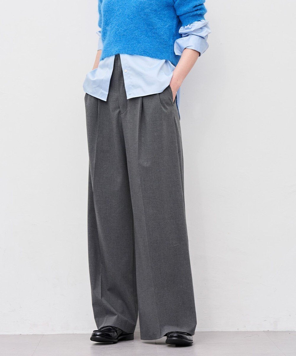 【アンクレイヴ/uncrave】のTRツイル ワイドトラウザー インテリア・キッズ・メンズ・レディースファッション・服の通販 founy(ファニー) 　ファッション　Fashion　レディースファッション　Fashion for Women　パンツ　Pants & Trousers　ジャケット　Jacket, Outerwear　ツイル　Twist, Twisted Detail　フロント　Front, Front Design　ベーシック　Basic, Essential　ワイド　Wide, Wide Fit　A/W・秋冬　Autumn/Winter　チャコール|ID: prp329100004598649 ipo3291000000034341010