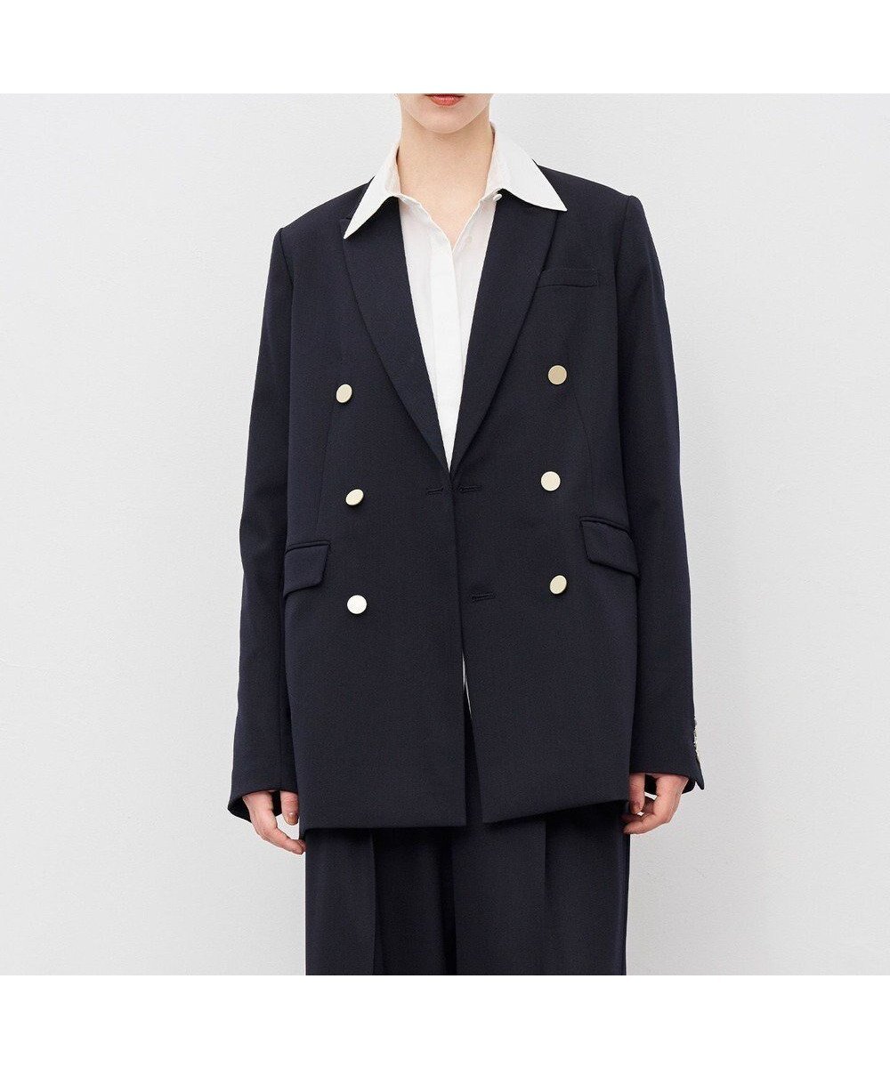 【アンクレイヴ/uncrave】のTWドビードスキン ブレザー インテリア・キッズ・メンズ・レディースファッション・服の通販 founy(ファニー) 　ファッション　Fashion　レディースファッション　Ladies' Fashion Online　アウター　Coat Outerwear　ジャケット　Jackets　テーラードジャケット　Tailored Jackets　ジャケット　Jacket　ストレッチ　Stretch　デニム　Denim　バランス　Balance　ベーシック　Basic　メタル　Metal　ワイド　Wide　A/W・秋冬　Aw・Autumn/Winter・Fw・Fall-Winter　NEW・新作・新着・新入荷　New Arrivals　エレガント 上品　Elegant　ネイビー|ID: prp329100004598655 ipo3291000000032688249