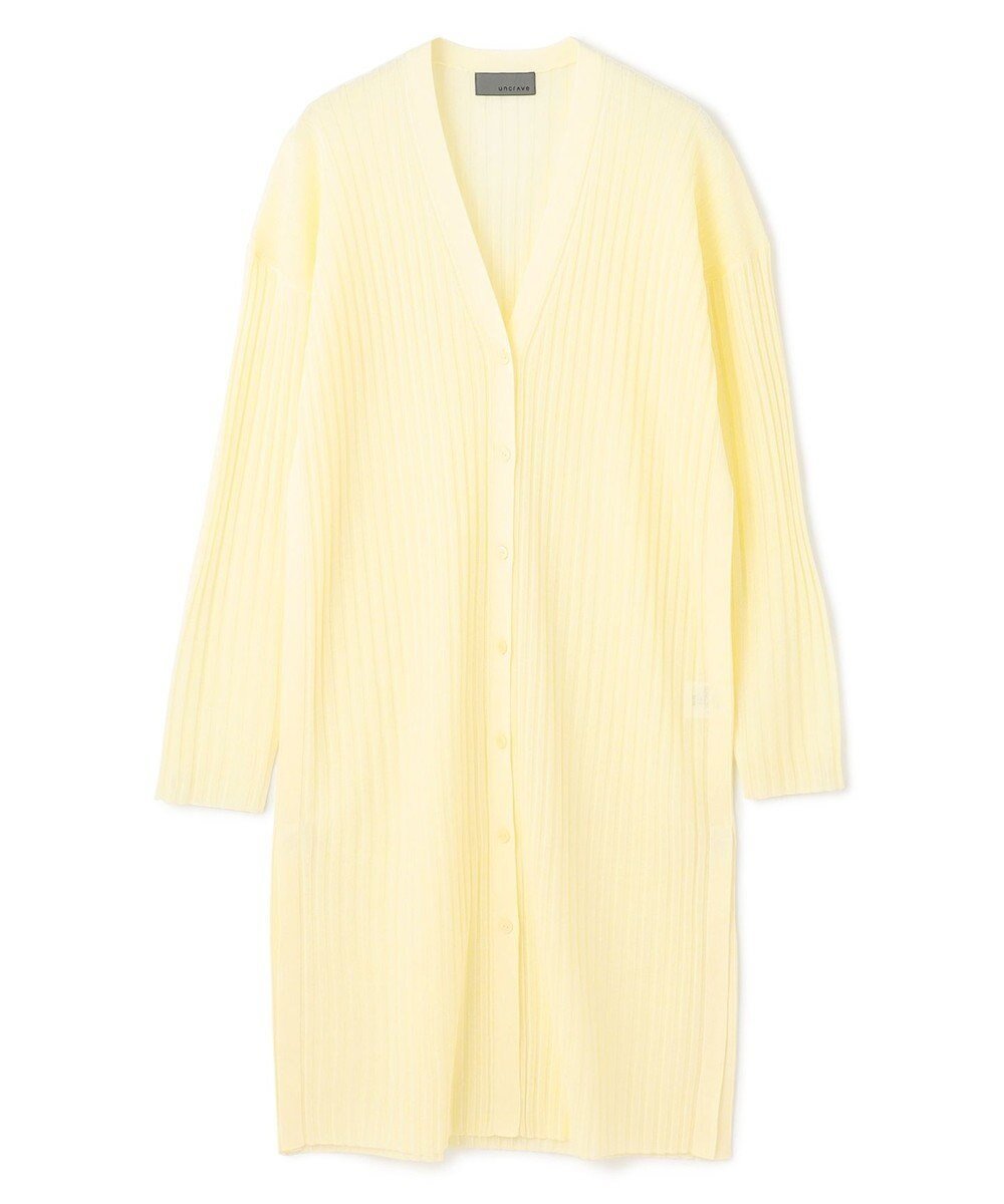 【アンクレイヴ/uncrave】のシアーニット リブロングカーディガン インテリア・キッズ・メンズ・レディースファッション・服の通販 founy(ファニー) ファッション Fashion レディースファッション Fashion for Women トップス・カットソー Cut & Sew Tops ニット Knit Tops & Sweaters カーディガン・羽織り Layered Style Cardigans カーディガン Cardigan, Knitwear コンビ Combo, Combination Style シアー Sheer, See-Through シンプル Simple, Minimal ロング Long, Long-Length ワイドリブ Wide Rib, Wide Ribbed Knit A/W・秋冬 Autumn/Winter クリームイエロー|ID: prp329100004598668 ipo3291000000033690101