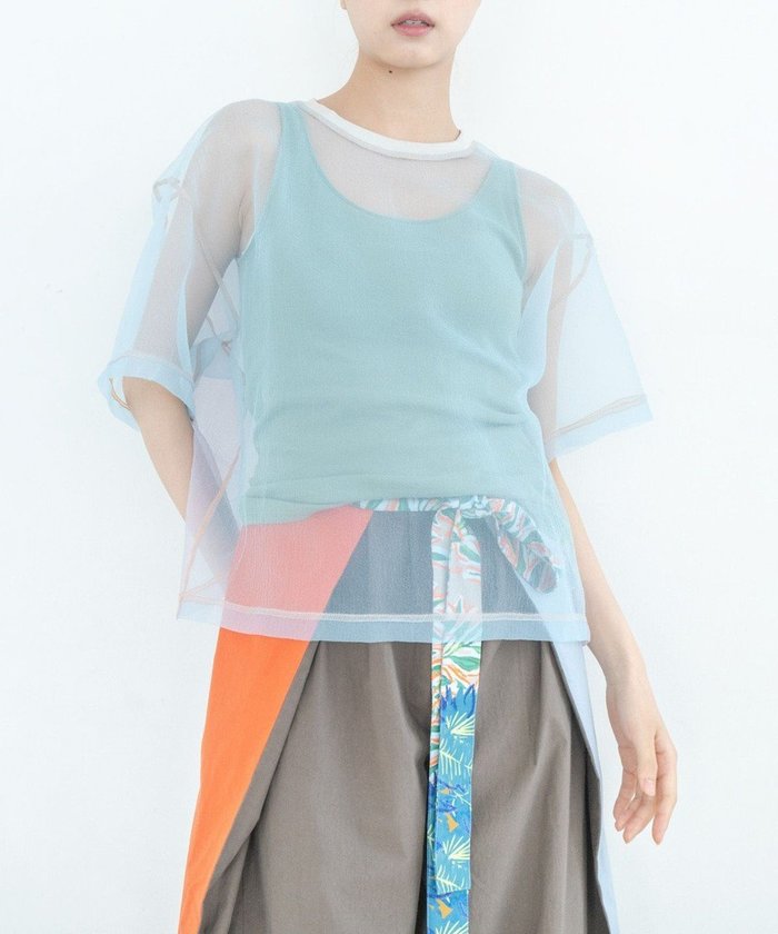 【コキュウ/COQ】の【日本製/レイヤード/洗える】SHEER ORGANZA シアーTシャツ インテリア・キッズ・メンズ・レディースファッション・服の通販 founy(ファニー) https://founy.com/ ファッション Fashion レディースファッション Fashion for Women トップス・カットソー Cut & Sew Tops シャツ・ブラウス・オフィスカジュアル Elegant Blouses & Button-Ups ロングTシャツ・Tシャツ Longline T-Shirts & Tees カットソー・ベーシックTシャツ Cut-and-Sewn Tops / Stretch Tees & Basics オーガンジー Organza Fabric 春 Spring 洗える Machine Washable カットソー Cut and Sewn Top コレクション Collection, Seasonal Line シアー Sheer, See-Through ショルダー Shoulder, Shoulder Strap ストレッチ Stretch, Stretchy Fabric ドロップ Drop Shoulder, Dropped Style バランス Balance, Style Balance バルーン Balloon, Balloon Silhouette パターン Pattern, Design Print S/S・春夏 SS, Spring/Summer, Warm Season 日本製 Made In Japan 犬 Dog 夏 Summer |ID: prp329100004598745 ipo3291000000033655282