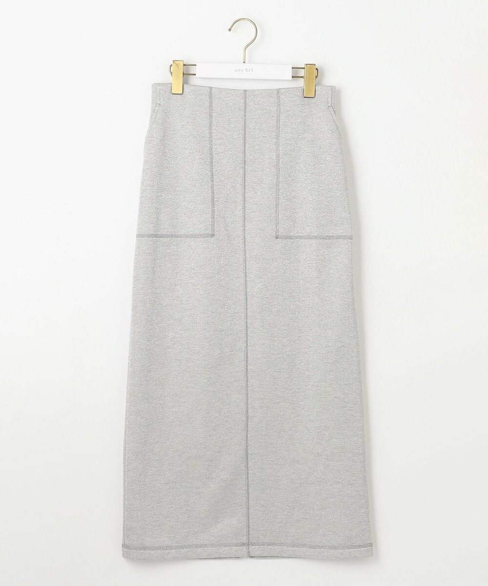 【エニィ スィス/any SiS】の【洗える】ラメ裏毛 スカート 人気、トレンドファッション・服の通販 founy(ファニー) 　ファッション　Fashion　レディースファッション　Fashion for Women　スカート　Skirts　新作・新入荷　New Arrivals / New In　おすすめ　Recommended / Our Picks　シルバー　Silver, Metallic Silver　スリット　Slit, Slit Detail　フロント　Front, Front Design　ペンシル　Pencil, Pencil Skirt　ポケット　Pocket, Pocket Detail　リラックス　Relax, Relaxed Fit　エレガント 上品　Elegant　洗える　Machine Washable　A/W・秋冬　Autumn/Winter　 other-1|ID: prp329100004598769 ipo3291000000032689132