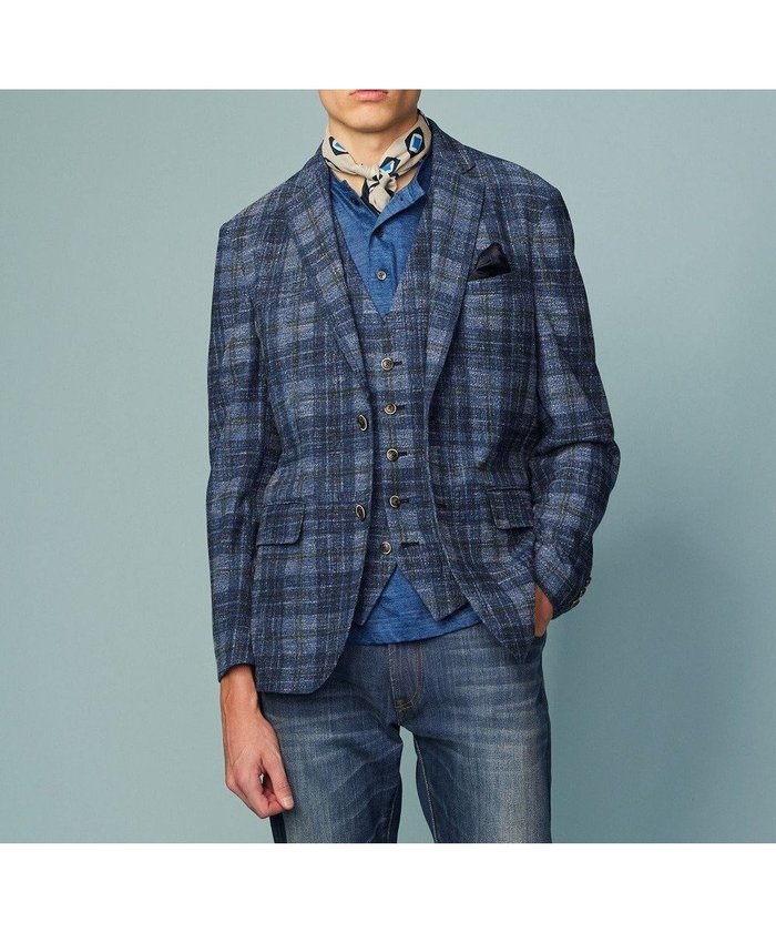 【ジョセフ アブード/JOSEPH ABBOUD / MEN】の【イタリア素材/軽量/ストレッチ】サマーツィード ジャージー プリント ジャケット インテリア・キッズ・メンズ・レディースファッション・服の通販 founy(ファニー) https://founy.com/ ファッション Fashion メンズファッション Fashion for Men アウター Men's Coats Outerwear テーラードジャケット Tailored Jackets & Blazers イタリア Italy サマー Summer, Summer Style ジャケット Jacket, Outerwear ストレッチ Stretch, Stretchy Fabric チェック Check, Plaid, Tartan ツイード／ツィード Choker, Choker Necklace プリント Print, Printed Pattern 夏 Summer 春 Spring S/S・春夏 SS, Spring/Summer, Warm Season 軽量 Lightweight, Ultra Light |ID: prp329100004599427 ipo3291000000032695425