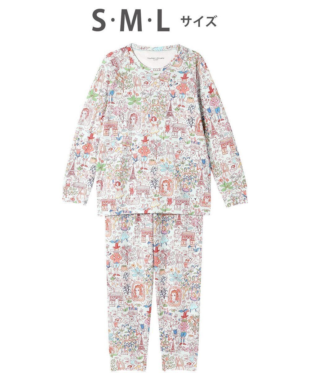 【ツモリチサト スリープ/tsumori chisato SLEEP】のツモリチサト パジャマ 長袖 長ズボン 綿混(本体) レディース UDX582 /ワコール インテリア・キッズ・メンズ・レディースファッション・服の通販 founy(ファニー) 　ファッション　Fashion　レディースファッション　Ladies' Fashion Online　トップス・カットソー　Tops/Tshirt　スリーブ　Sleeve　ネコ　Cat　パジャマ　Pajamas　ボトム　Bottom　長袖　Long Sleeve　サックス|ID: prp329100004599442 ipo3291000000032695591