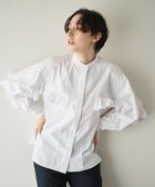 【ハッシュニュアンス/#Newans】の【シワになりにくい/洗濯機可能】ラウンドフリルバンドカラーシャツ ホワイト|ID: prp329100004599466 ipo3291000000033529333