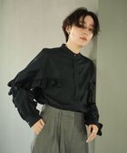 【ハッシュニュアンス/#Newans】の【シワになりにくい/洗濯機可能】ラウンドフリルバンドカラーシャツ ネイビー|ID: prp329100004599466 ipo3291000000033529335
