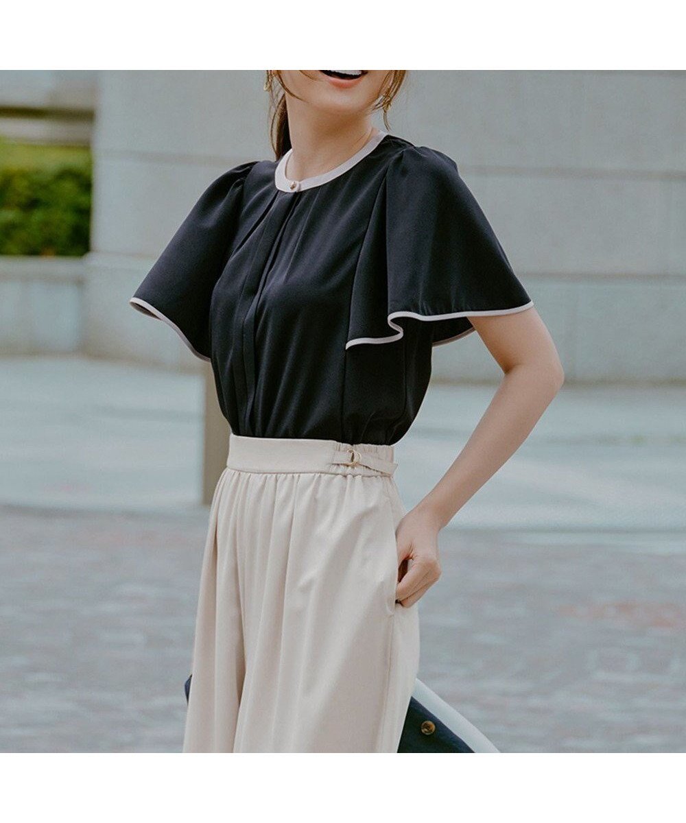 【エニィ スィス/any SiS】の【洗える】2WAYバイカラーフレア ブラウス 人気、トレンドファッション・服の通販 founy(ファニー) 　ファッション　Fashion　レディースファッション　Fashion for Women　トップス・カットソー　Cut & Sew Tops　シャツ・ブラウス・オフィスカジュアル　Elegant Blouses & Button-Ups　とろみ　Fluid, Flowy Fabric　ジョーゼット　Georgette, Semi-Sheer Fabric　ノースリーブ　Sleeveless, No-Sleeve　パール　Pearl, Pearl Accent　エレガント 上品　Elegant　ビジネス 仕事 通勤　Business / Work / Commuting　再入荷　Restock / Back in Stock　夏　Summer　春　Spring　S/S・春夏　SS, Spring/Summer, Warm Season　洗える　Machine Washable　 other-1|ID: prp329100004599469 ipo3291000000032695980