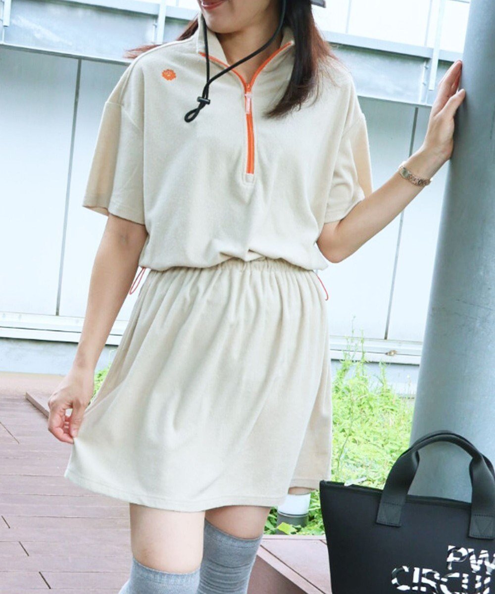 【ピーダブリュサーキュラス/PW CIRCULUS】のGOLF 【WOMEN】パイル ハーフジップ モックネック ワンピース ゴルフウェア レディース インテリア・キッズ・メンズ・レディースファッション・服の通販 founy(ファニー) 　ファッション　Fashion　レディースファッション　Fashion for Women　ワンピース　Dresses　ゴルフ　Golf　モックネック　Mock Neck, Short Turtleneck　夏　Summer　春　Spring　S/S・春夏　SS, Spring/Summer, Warm Season　ベージュ系|ID: prp329100004599532 ipo3291000000035634008