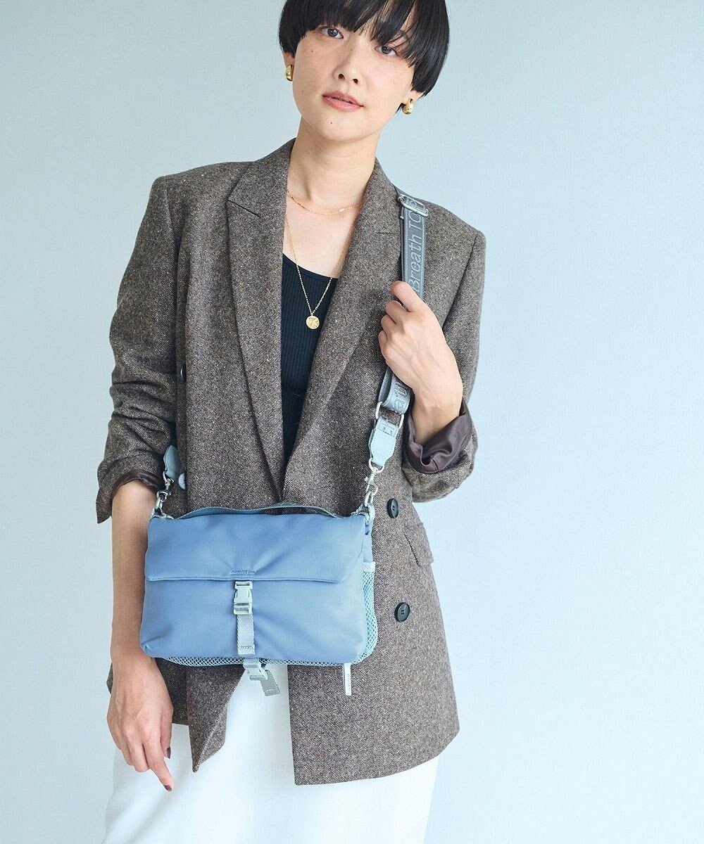 【トプカピ/TOPKAPI】の【Breath TOPKAPI】ナイロン ロゴテープ 2way ショルダー バッグ インテリア・キッズ・メンズ・レディースファッション・服の通販 founy(ファニー) 　ファッション　Fashion　レディースファッション　Ladies' Fashion Online　バッグ　Bag　クール　Cool　ショルダー　Shoulder　フラップ　Flap　ポケット　Pocket　メッシュ　Mesh　エレガント 上品　Elegant　ブルーグレー|ID: prp329100004599552 ipo3291000000032696587