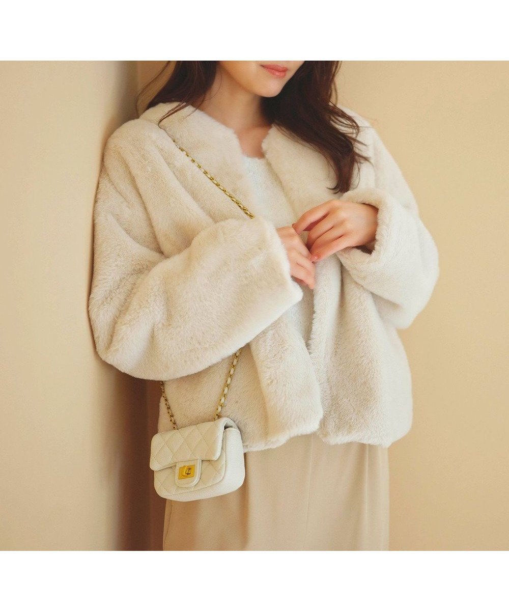 【フェルゥ/Feroux】のフェイクファー ジャケット インテリア・キッズ・メンズ・レディースファッション・服の通販 founy(ファニー) 　ファッション　Fashion　レディースファッション　Ladies' Fashion Online　アウター　Coat Outerwear　ジャケット　Jackets　ノーカラージャケット　No Collar Leather Jackets　ジャケット　Jacket　ドレス　Dress　フェイクファー　Faux Fur　ミドル　Middle　冬　Winter　A/W・秋冬　Aw・Autumn/Winter・Fw・Fall-Winter　ピンク系|ID: prp329100004599553 ipo3291000000032696598