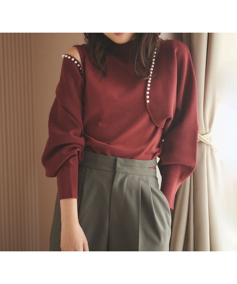 【フェルゥ/Feroux】の【洗える・アンサンブル】パールポイントアンサンブル ニット インテリア・キッズ・メンズ・レディースファッション・服の通販 founy(ファニー) ファッション Fashion レディースファッション Fashion for Women トップス・カットソー Cut & Sew Tops ニット Knit Tops & Sweaters アンサンブルニット Knit Ensembles & Twin Sets おすすめ Recommended / Our Picks アンサンブル Ensemble Set ショート Short, Short Length セーター Sweater, Knitwear ノースリーブ Sleeveless, No-Sleeve バランス Balance, Style Balance パール Pearl, Pearl Accent 洗える Machine Washable A/W・秋冬 Autumn/Winter ワイン系|ID: prp329100004599560 ipo3291000000034309021