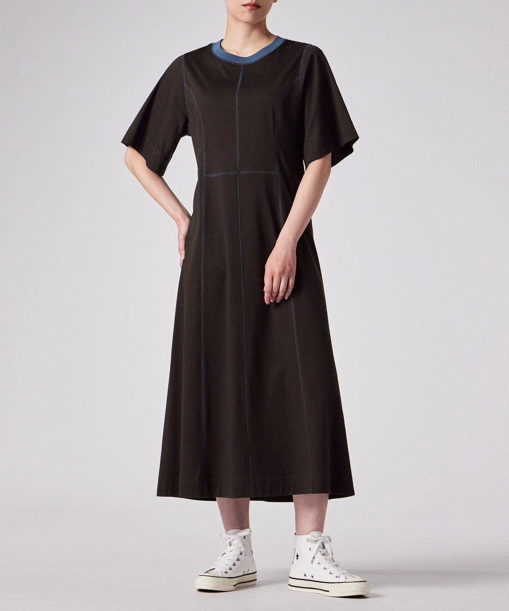 【ポール スミス/Paul Smith】のコントラスト ステッチ ジャージー ドレス インテリア・キッズ・メンズ・レディースファッション・服の通販 founy(ファニー) 　ファッション　Fashion　レディースファッション　Fashion for Women　ワンピース　Dresses　フォーマル・パーティードレス・結婚式用ドレス　Elegant & Casual Dresses　エレガント 上品　Elegant　カッティング　Cutting Detail　ドレス　Dress, One-Piece　フェミニン　Feminine, Girly　フレア　Flare, Flared　リラックス　Relax, Relaxed Fit　ワーク　Workwear, Utility Style　夏　Summer　S/S・春夏　SS, Spring/Summer, Warm Season　A/W・秋冬　Autumn/Winter　チョコレートブラウン|ID: prp329100004599605 ipo3291000000033153549