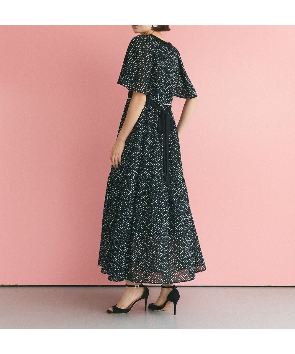 【グレース コンチネンタル/GRACE CONTINENTAL】のドットフレアスリーブマキシ インテリア・キッズ・メンズ・レディースファッション・服の通販 founy(ファニー) 　ファッション　Fashion　レディースファッション　Fashion for Women　ワンピース　Dresses　ヴィンテージ　Vintage Style　春　Spring　ジョーゼット　Georgette, Semi-Sheer Fabric　スリーブ　Sleeve, Long Sleeve / Short Sleeve　トリミング　Trimming, Decorative Edge　ドット　Polka Dot, Dot Pattern　ドレープ　Drape, Draping Fabric　手描き　Hand-Drawn, Illustrated　バランス　Balance, Style Balance　フィット　Fit, Slim Fit　フレア　Flare, Flared　プリント　Print, Printed Pattern　ボヘミアン　Bohemian, Ethnic Style　メタリック　Metallic, Shiny Finish　ランダム　Random, Irregular　リボン　Ribbon, Bow　ロング　Long, Long-Length　S/S・春夏　SS, Spring/Summer, Warm Season　新作・新入荷　New Arrivals / New In　夏　Summer　エレガント 上品　Elegant　ブラック|ID: prp329100004599612 ipo3291000000032697227