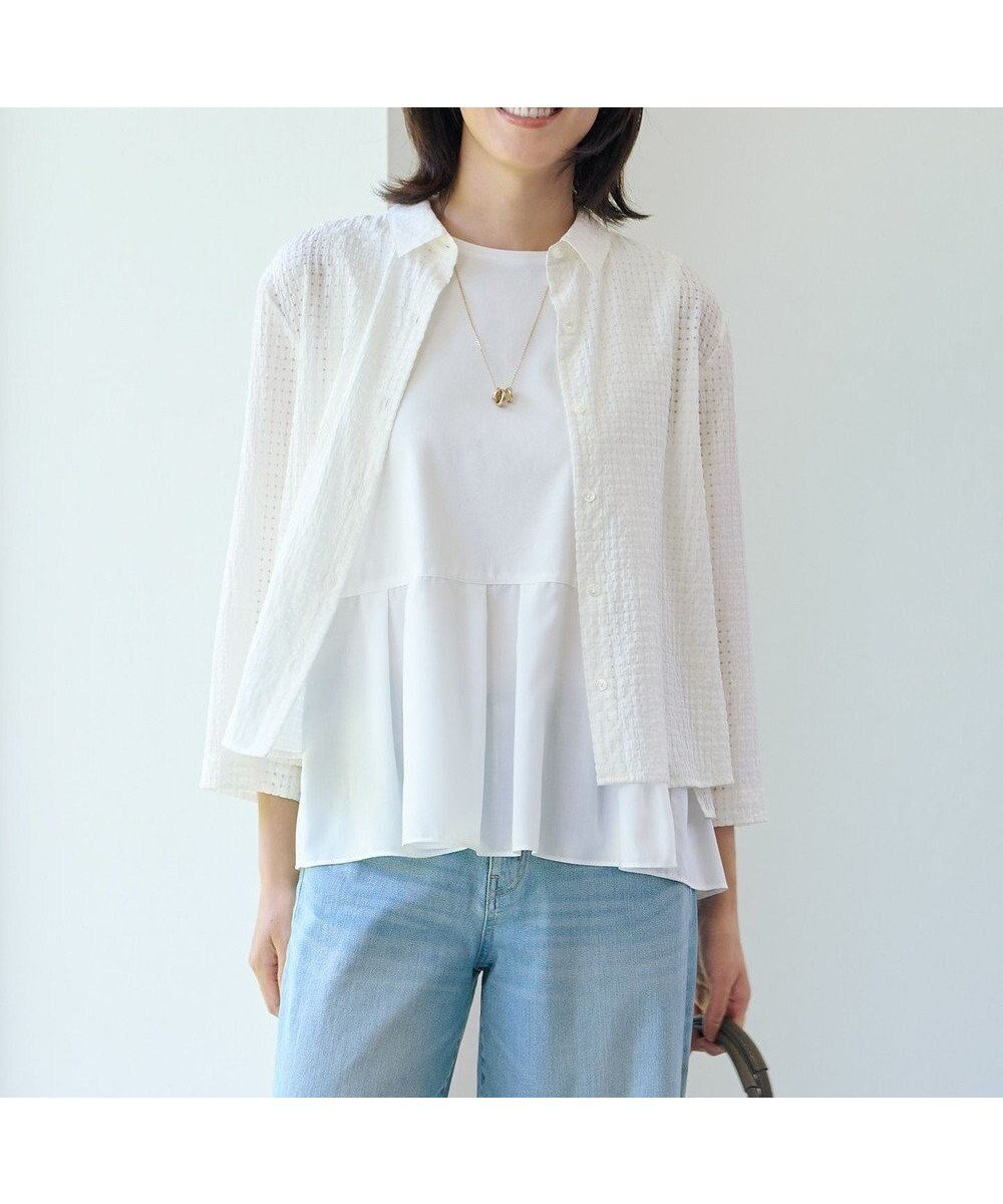 【ジェイ プレス/J.PRESS】の【洗える・吸水速乾】トリオシアーチェック シャツ インテリア・キッズ・メンズ・レディースファッション・服の通販 founy(ファニー) 　ファッション　Fashion　レディースファッション　Fashion for Women　トップス・カットソー　Cut & Sew Tops　シャツ・ブラウス・オフィスカジュアル　Elegant Blouses & Button-Ups　春　Spring　洗える　Machine Washable　今季　This Season, Current Season　吸水　Absorbent, Quick-Dry　シアー　Sheer, See-Through　ショート　Short, Short Length　ストレート　Straight, Straight Cut　スリット　Slit, Slit Detail　トレンド　Trend, Trending Now　バランス　Balance, Style Balance　S/S・春夏　SS, Spring/Summer, Warm Season　夏　Summer　アイボリー系|ID: prp329100004599624 ipo3291000000033641852
