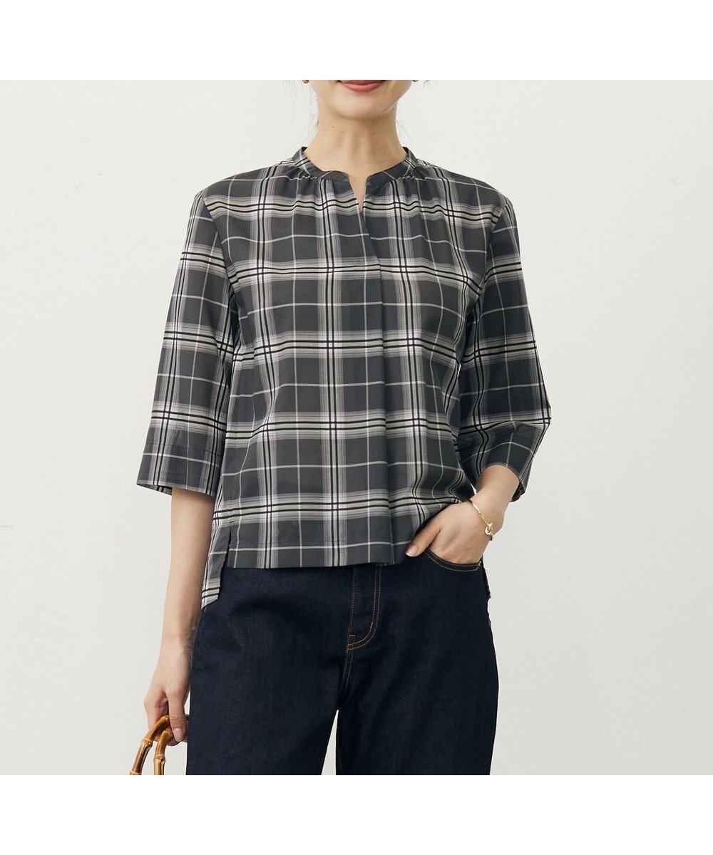 【ジェイ プレス/J.PRESS】の【洗える】SOFT SHEER チェック プルオーバー ブラウス インテリア・キッズ・メンズ・レディースファッション・服の通販 founy(ファニー) 　ファッション　Fashion　レディースファッション　Ladies' Fashion Online　トップス・カットソー　Tops/Tshirt　シャツ/ブラウス　Shirts/Blouses　プルオーバー　Pullover　春　Spring　洗える　Washable　キュプラ　Cupra　ギャザー　Gather　シアー　Sheer　チェック　Check　フォルム　Form　フロント　Front　S/S・春夏　Ss・Spring/Summer　NEW・新作・新着・新入荷　New Arrivals　夏　Summer　エレガント 上品　Elegant　スレートチェック系|ID: prp329100004599626 ipo3291000000032697320